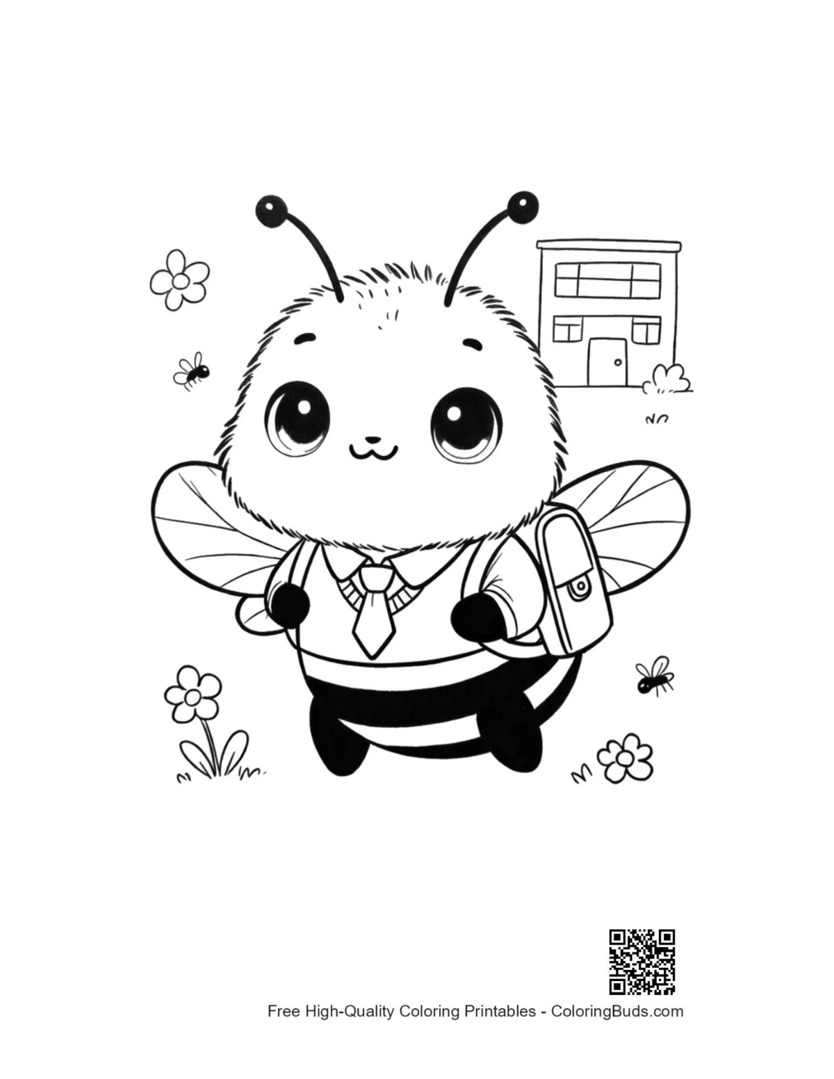 Cute bumble bee printable coloring page outline