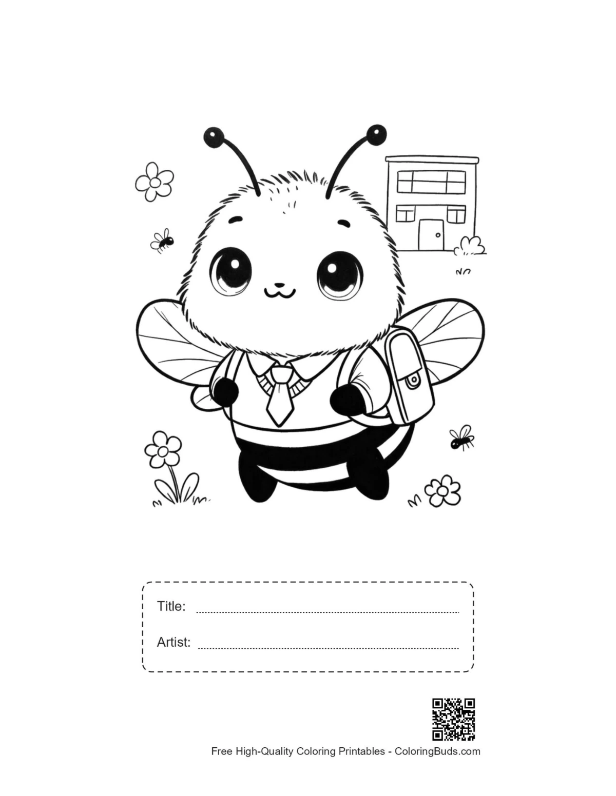 Bumble bee printable with title artist box outline