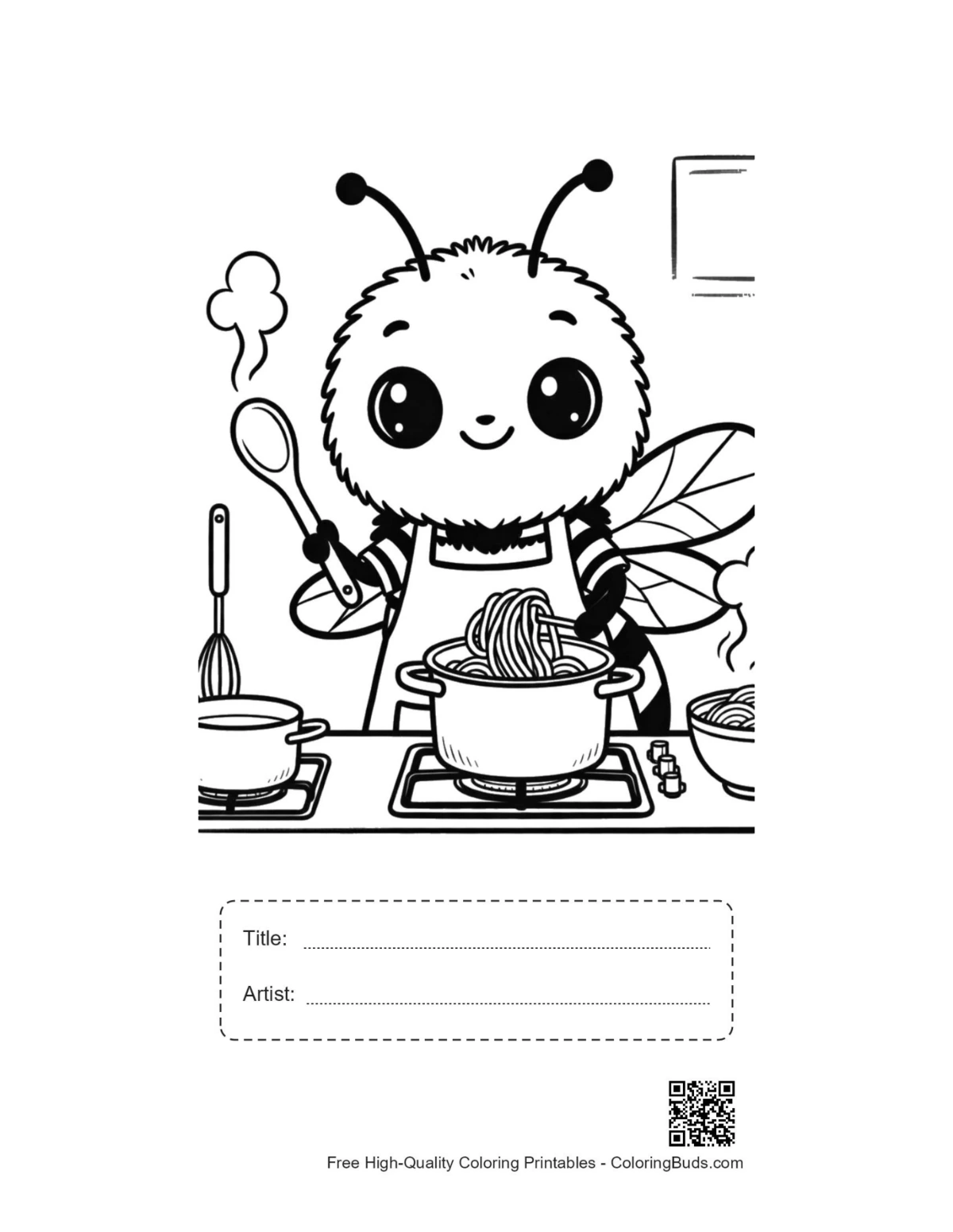 Cute bumble bee kitchen cooking page with title box