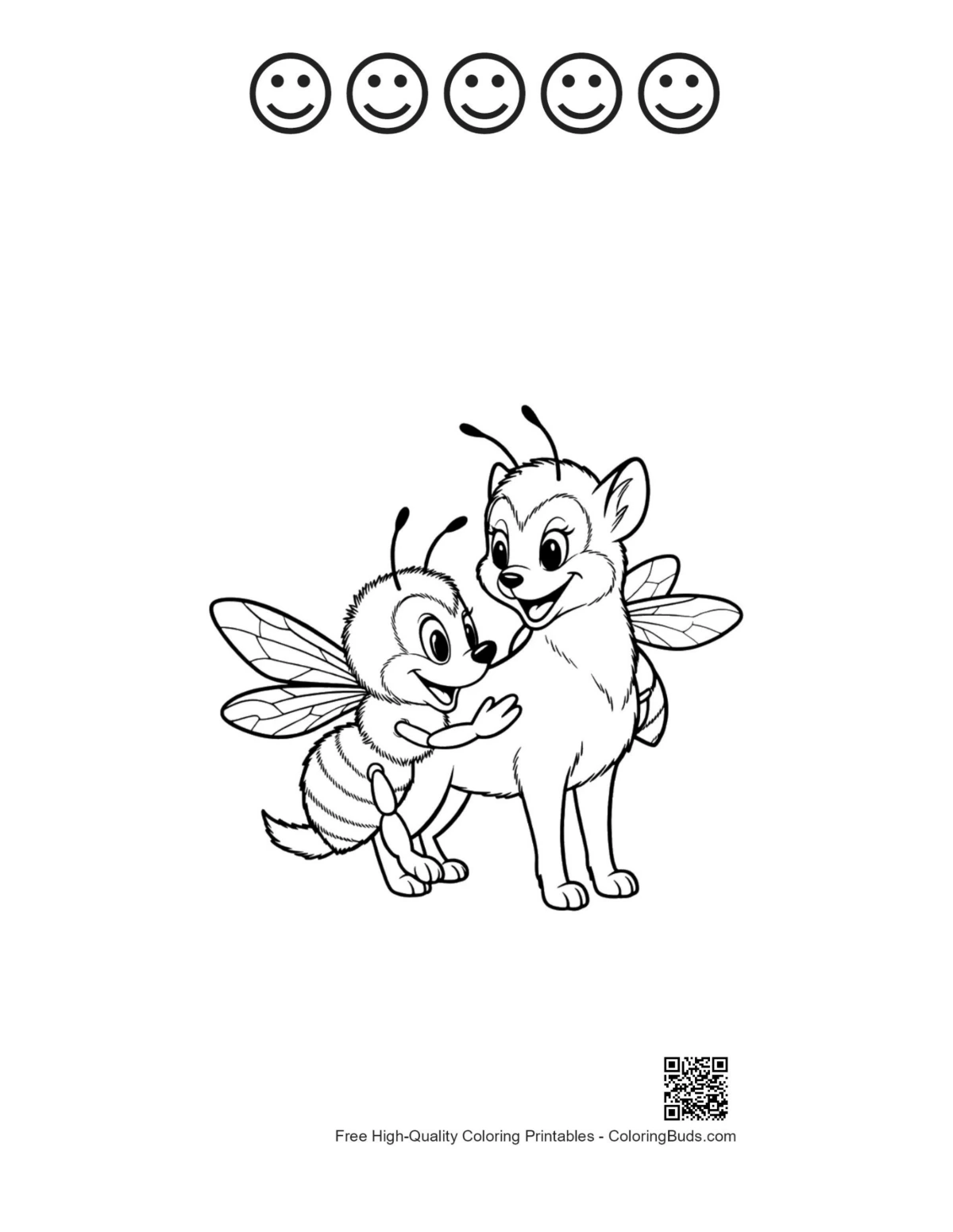 Honey bee puppy hug with happy faces