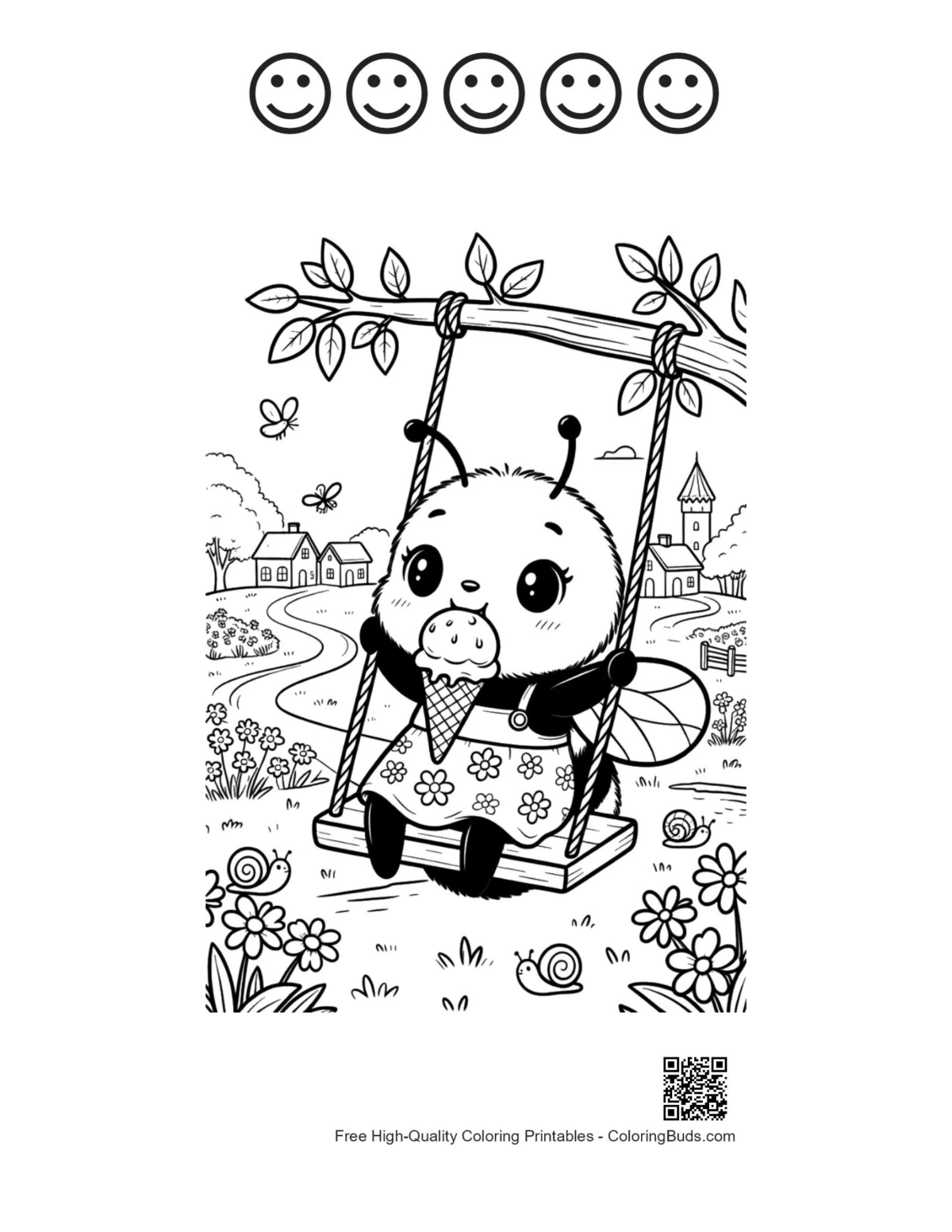 Bee cub swing treat printable with 5 happy faces