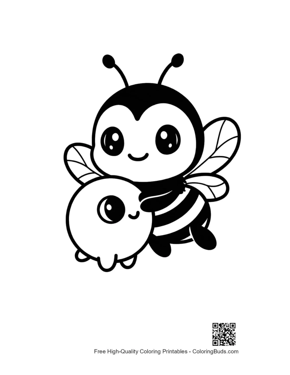 Cute bumblebee hugging adorable blob illustration