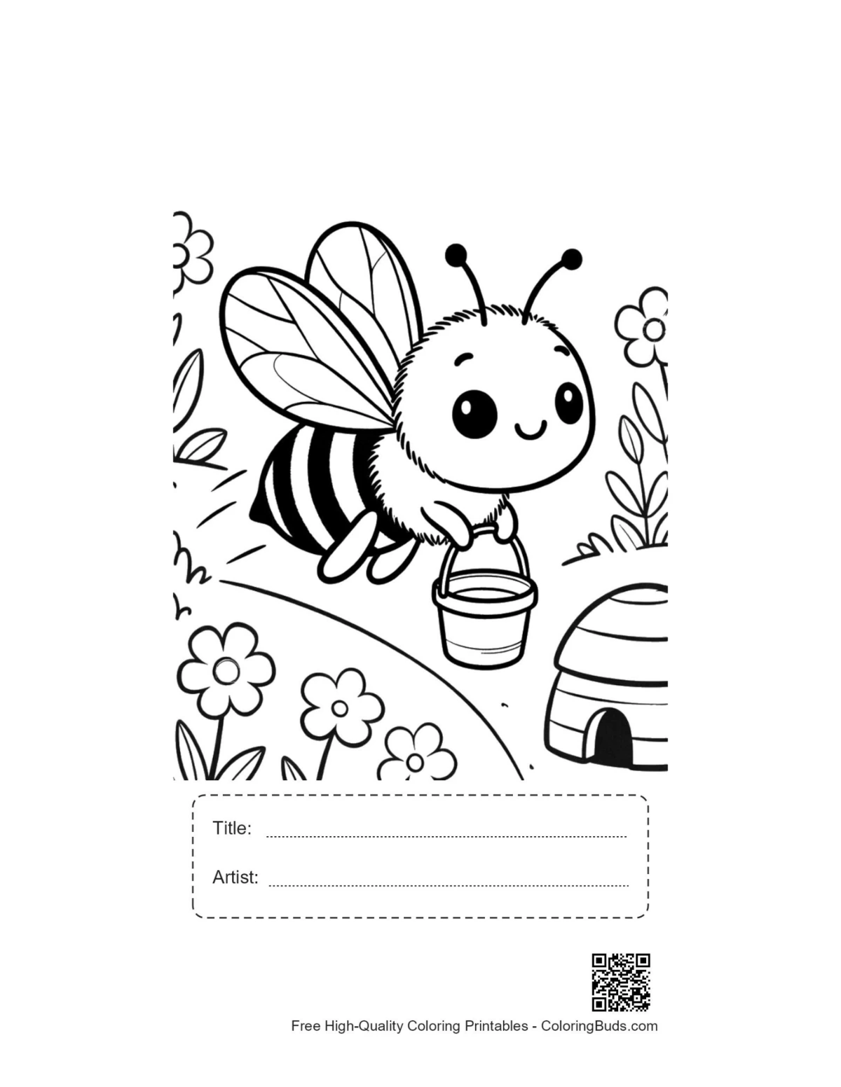 Honey bee honey pot printable with title artist box