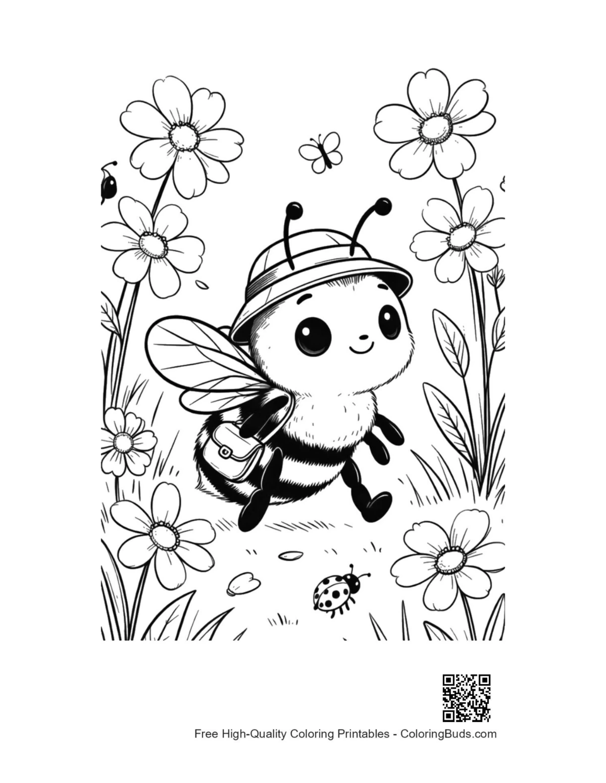 Cute honey bee coloring sheet printable for kids