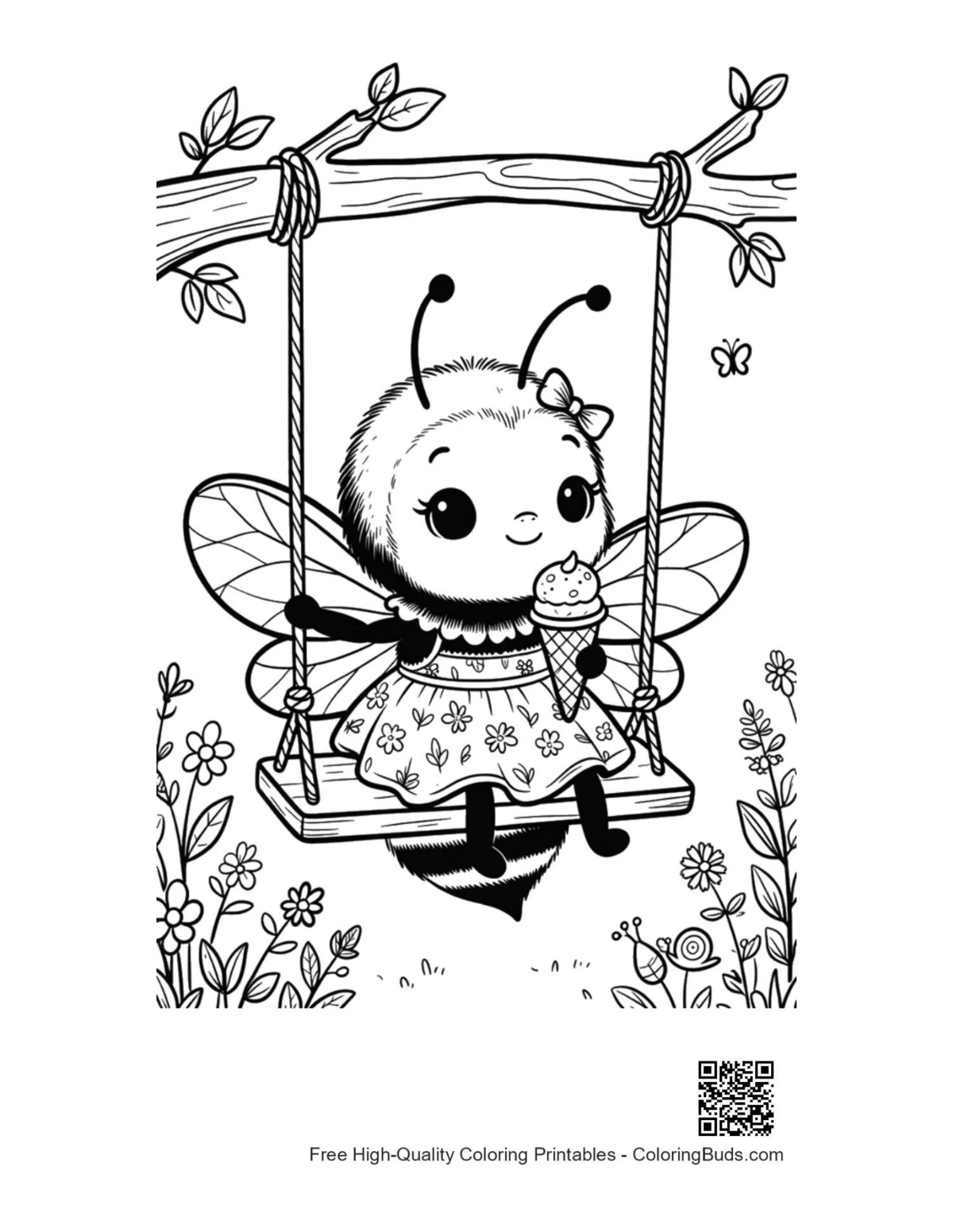 Free bumble bee printable coloring page download
