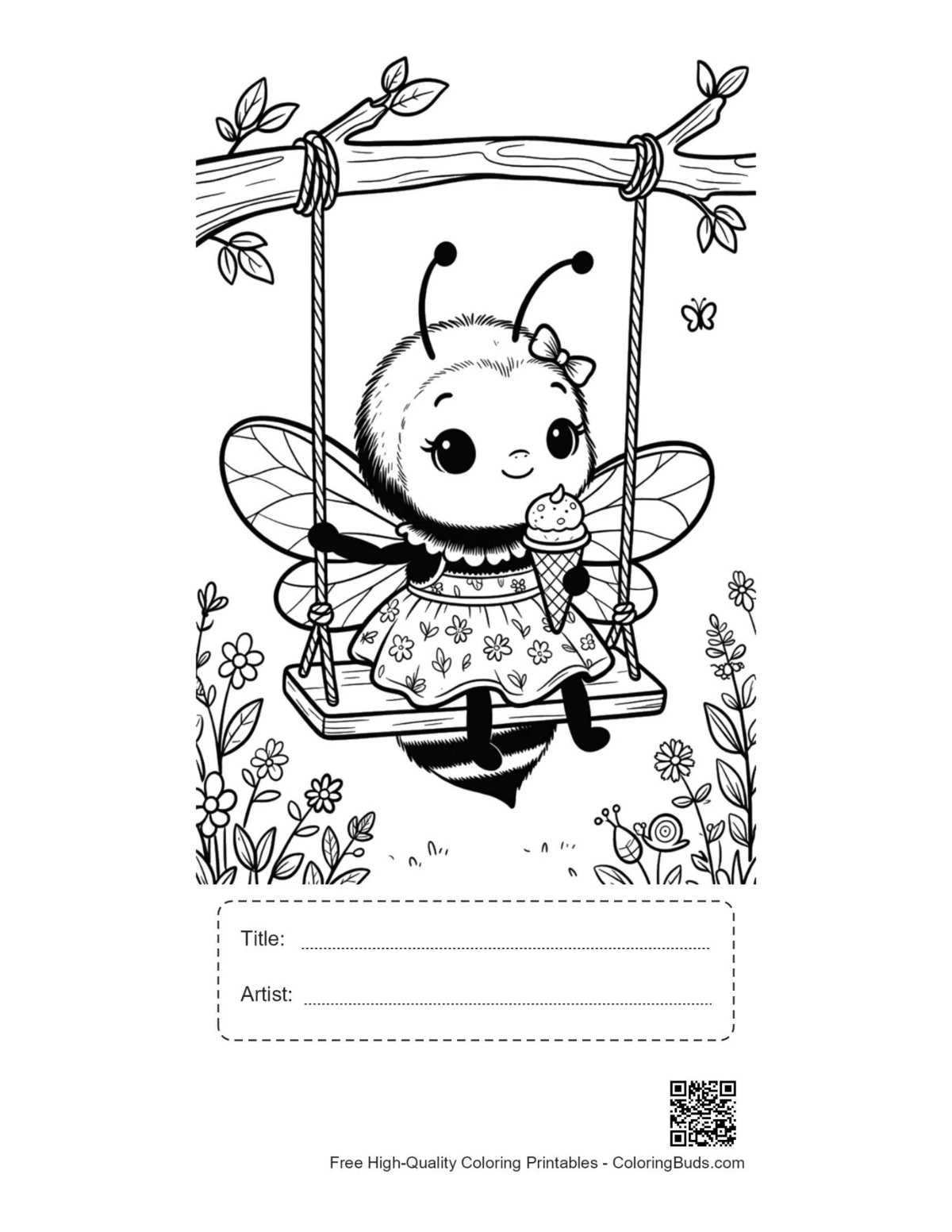 Bumble bee printable with title artist box