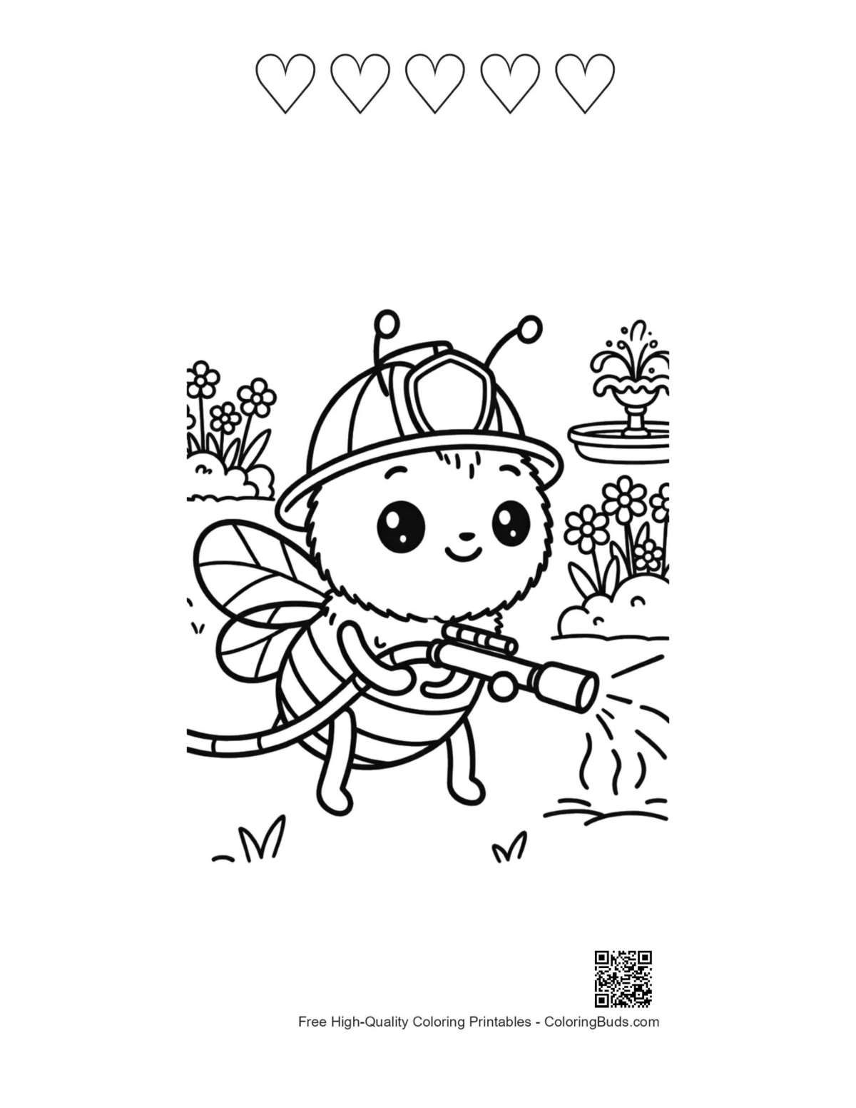 ハチハート輪郭プリントページ