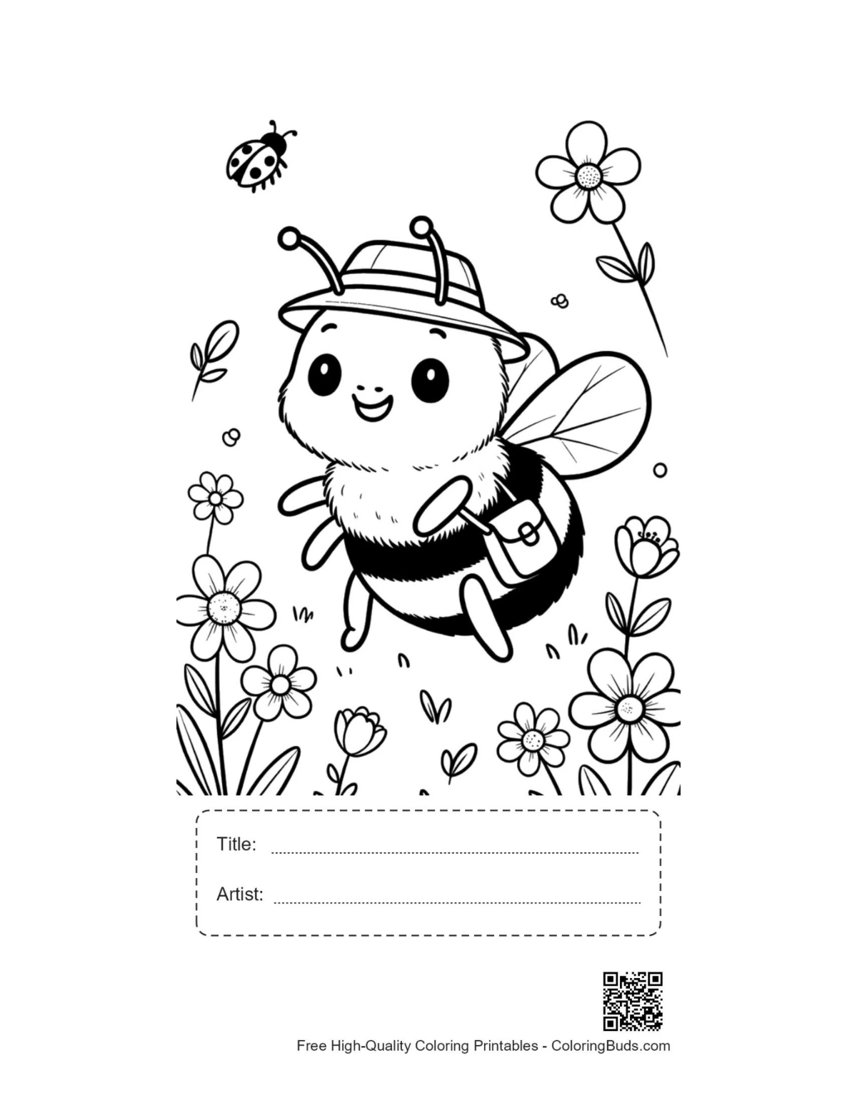 Easy honey bee printable with title artist box