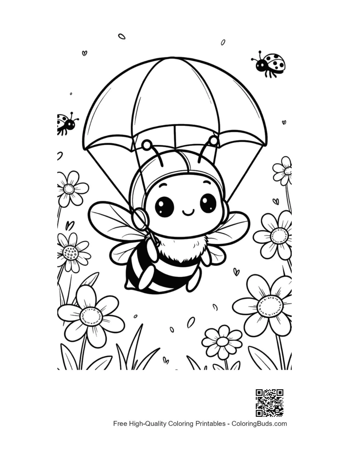 Easy honey bee coloring page printable outline