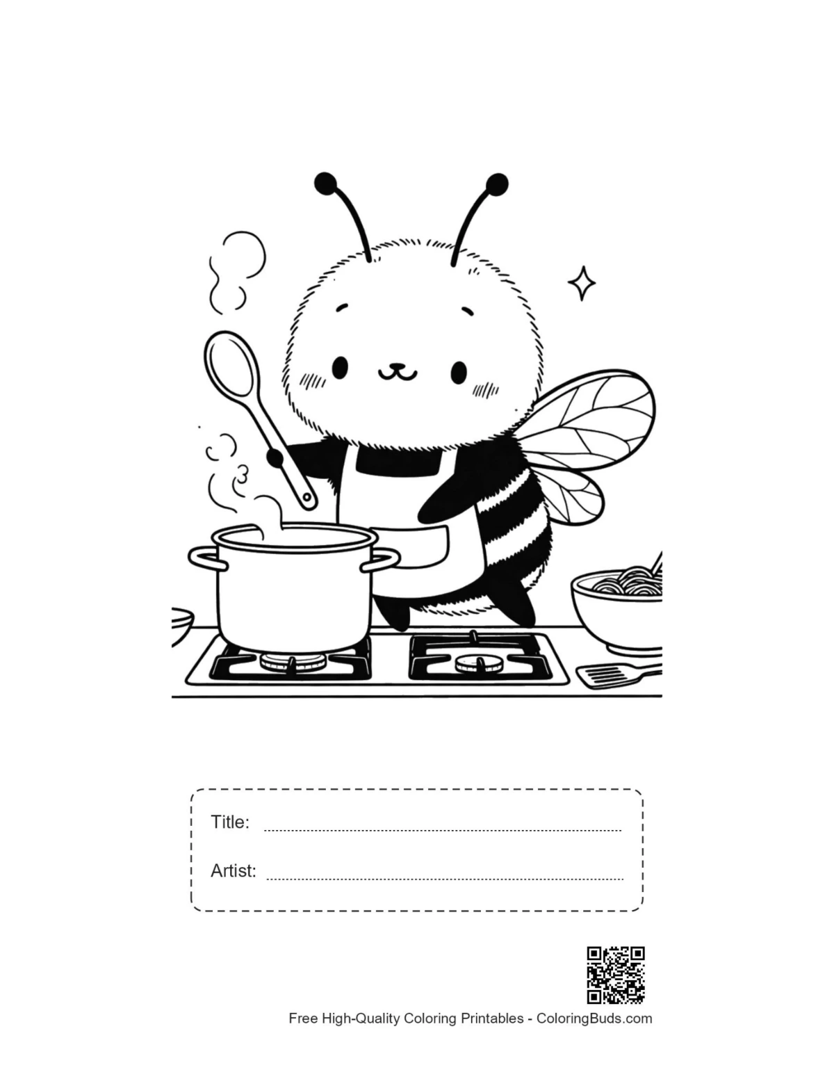 Happy bee kitchen printable with title artist box