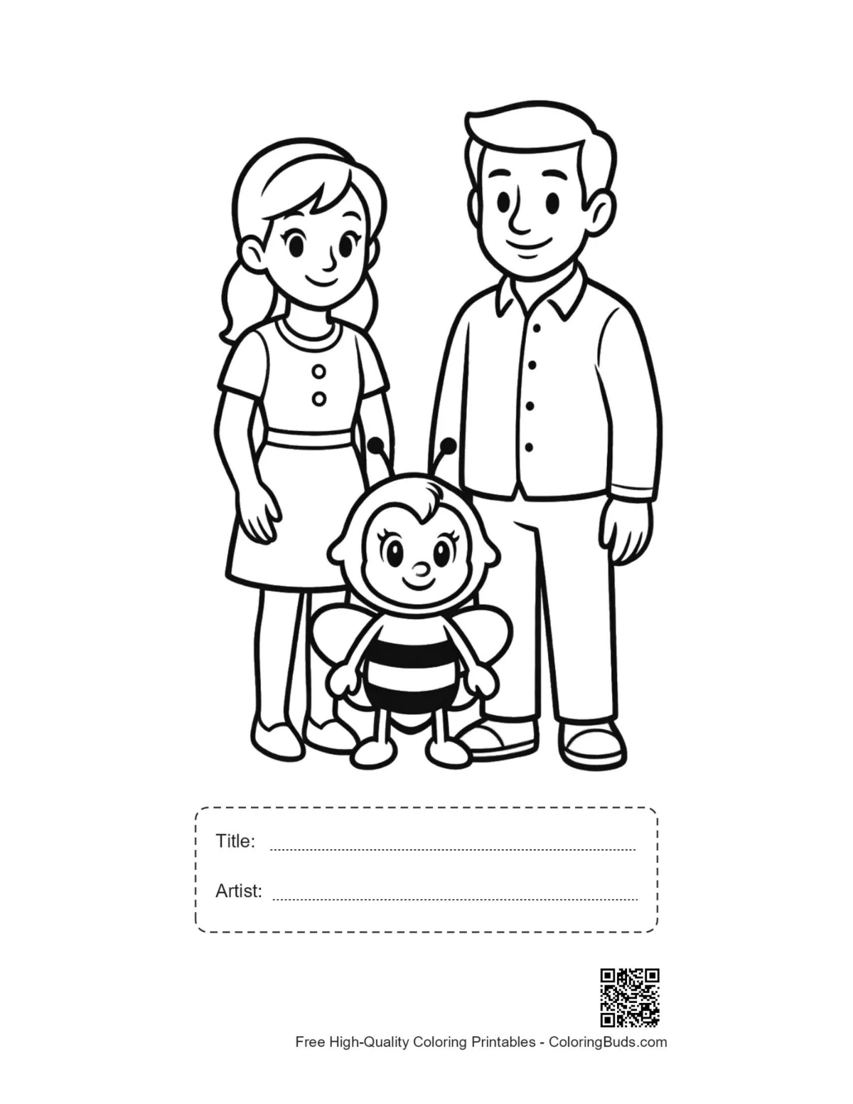 Honey bee family portrait printable with title space