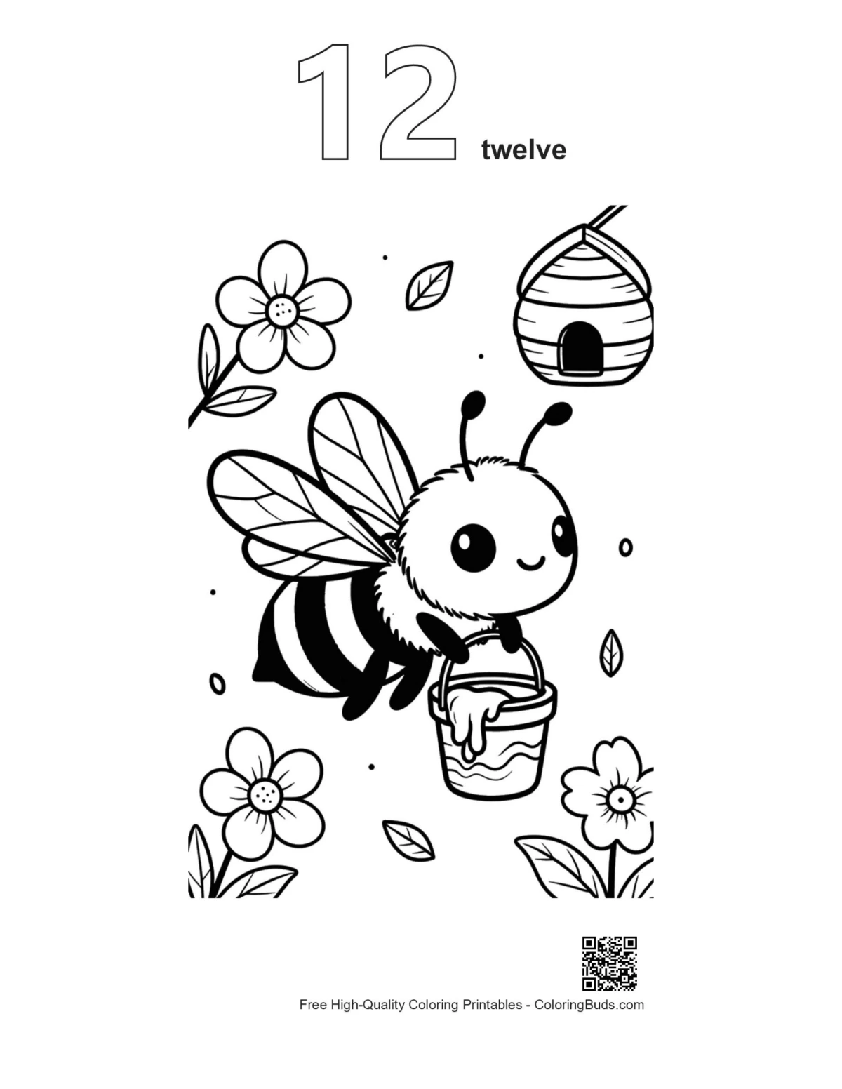 Bee gatherer honey jar outline with number 12