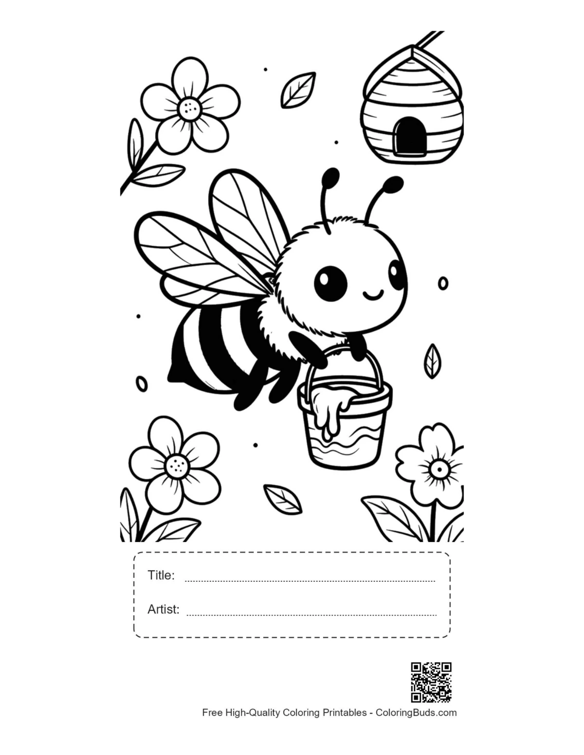 Little bee honey jar printable with title box