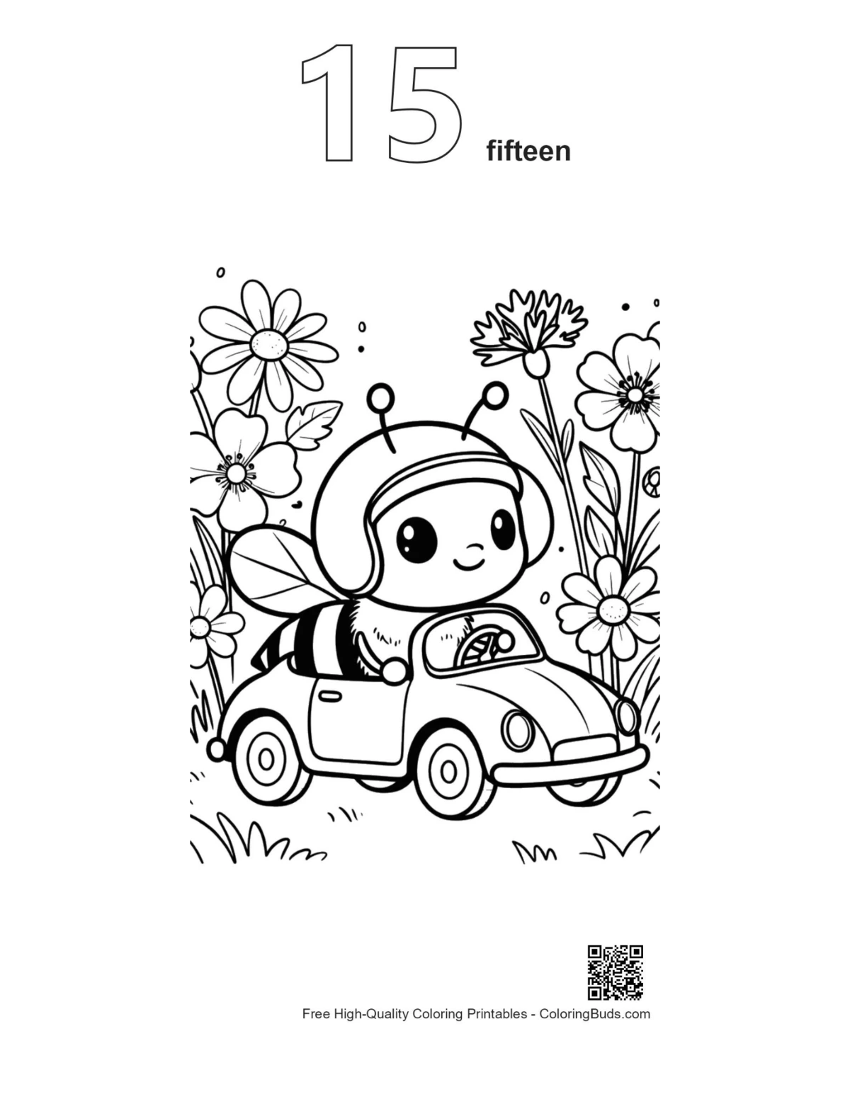 Bee pilot printable outline numbered 15 for coloring