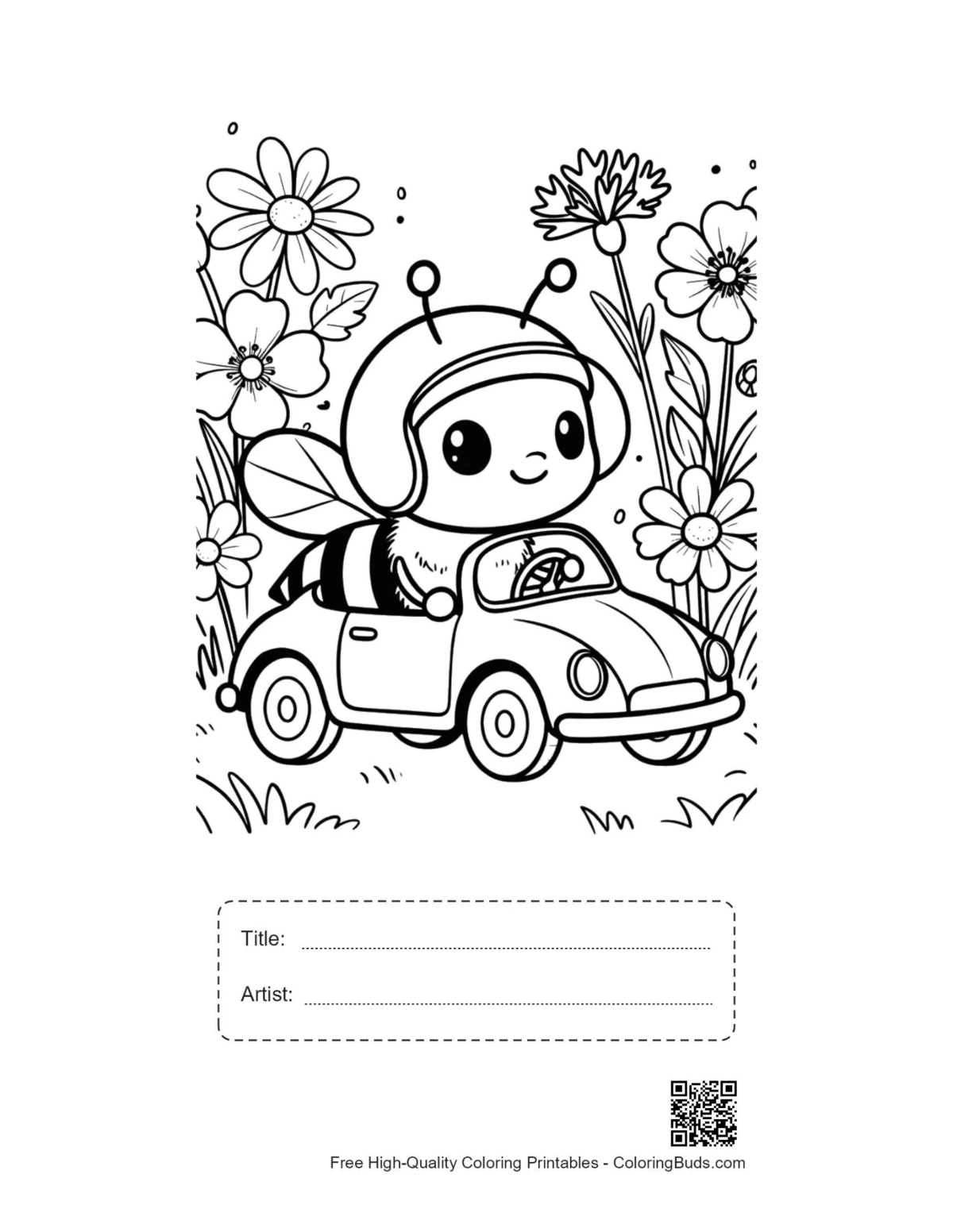 Bee pilot vehicle printable with title artist box