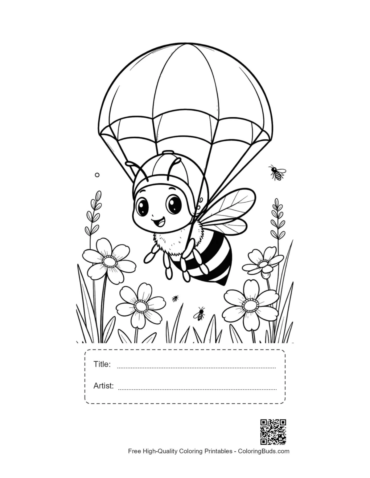 Honey bee parachute printable with title artist box