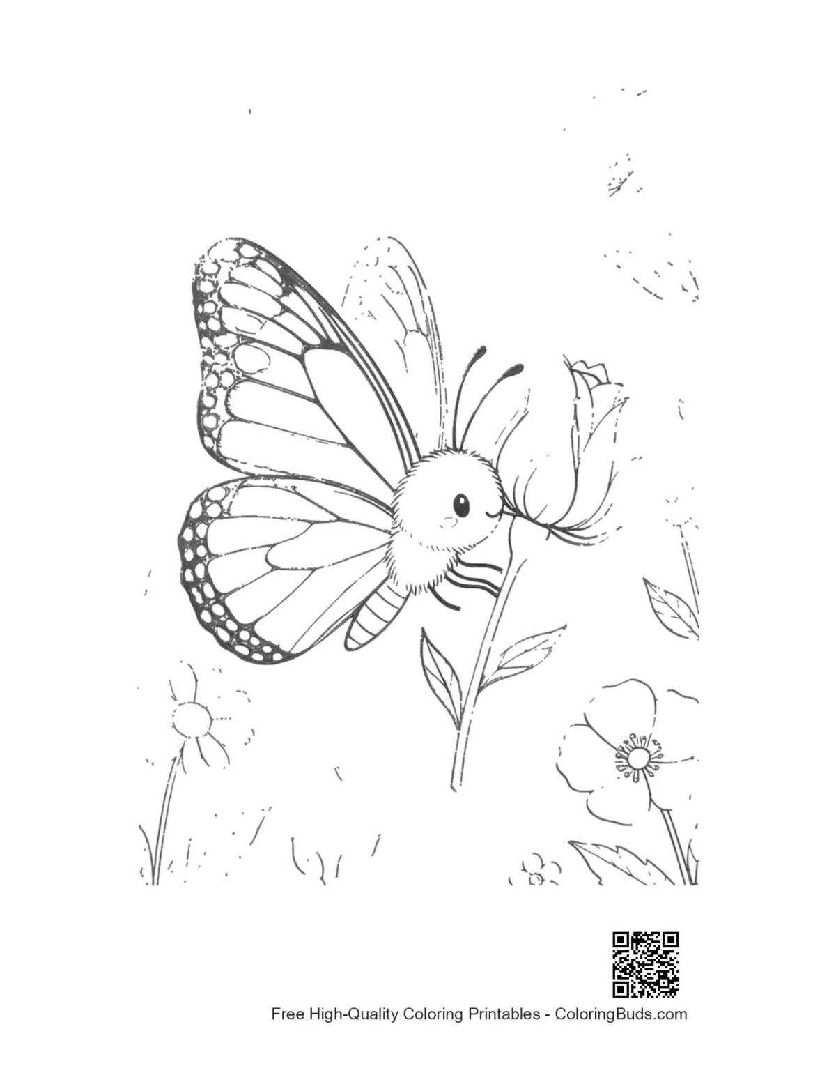 Cute monarch butterfly coloring page printable
