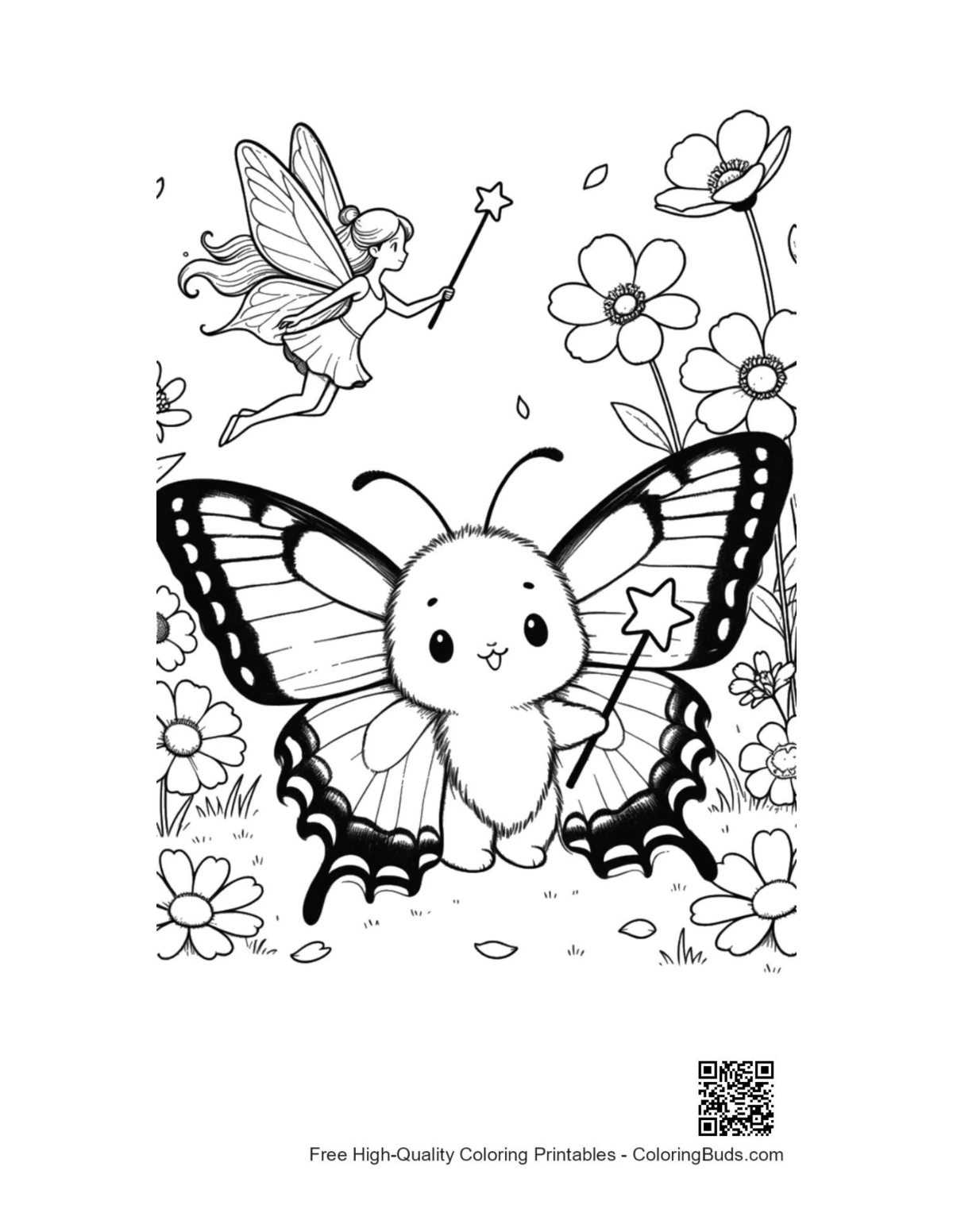 Cute swallowtail butterfly printable coloring page