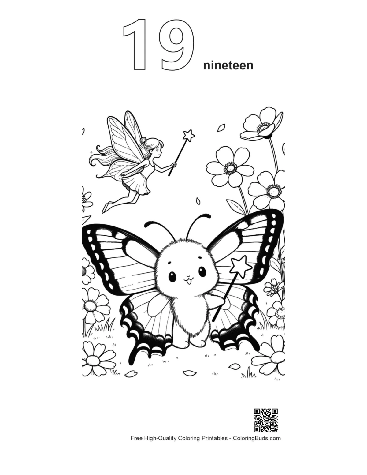 Cute swallowtail butterfly outline number 19 printable