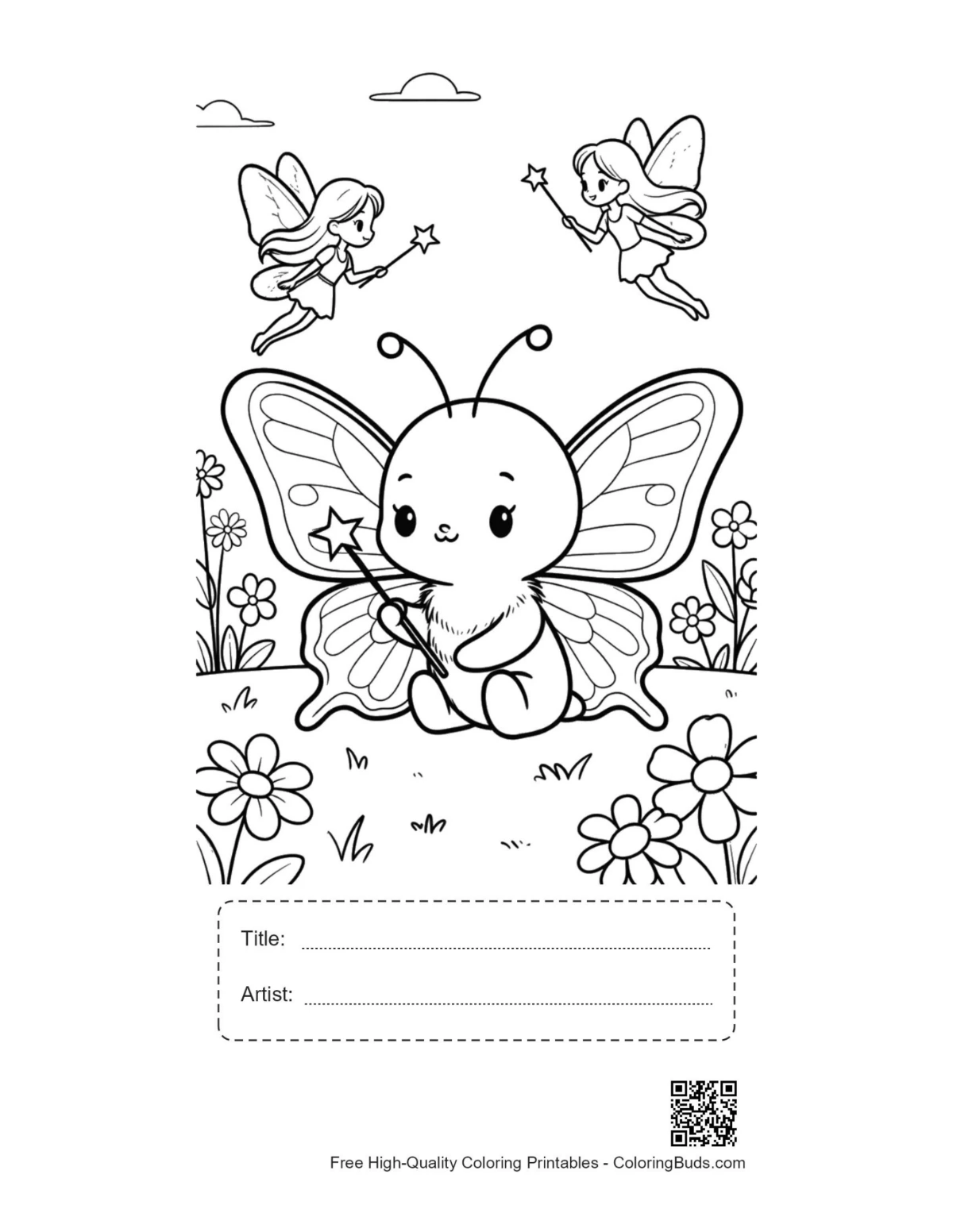Cute swallowtail butterfly printable with title box