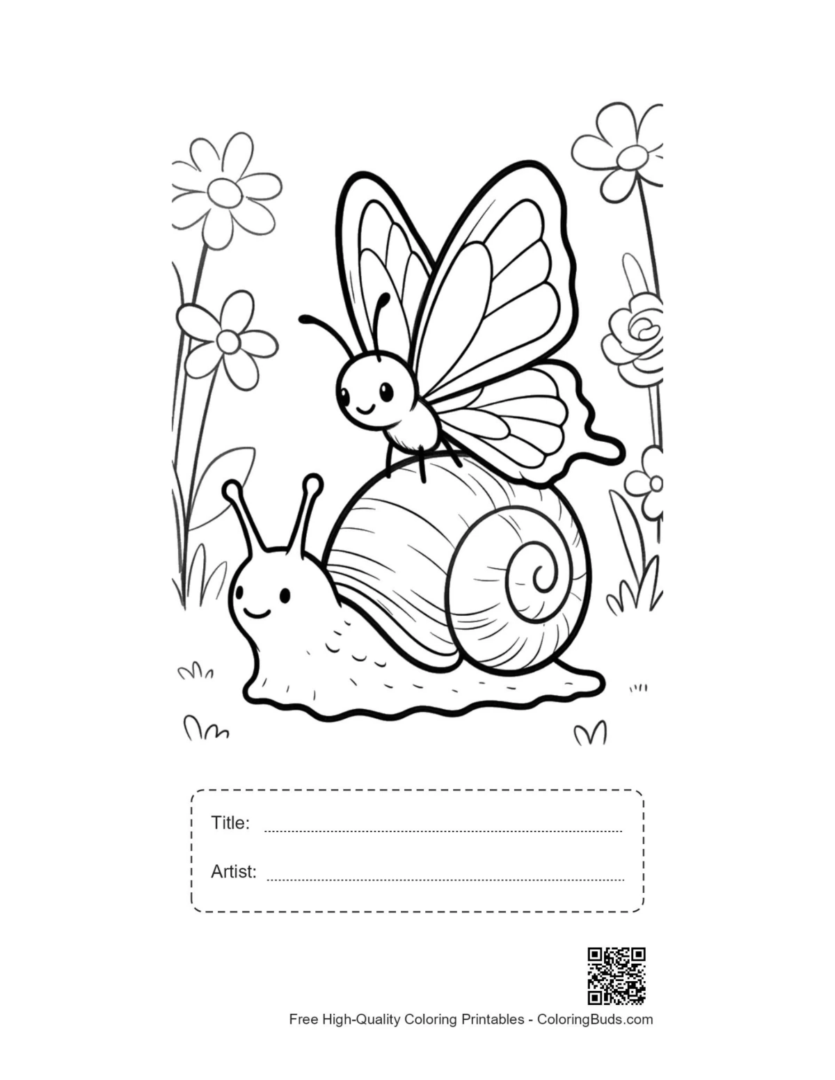 Kids Swallowtail butterfly printable with title artist box