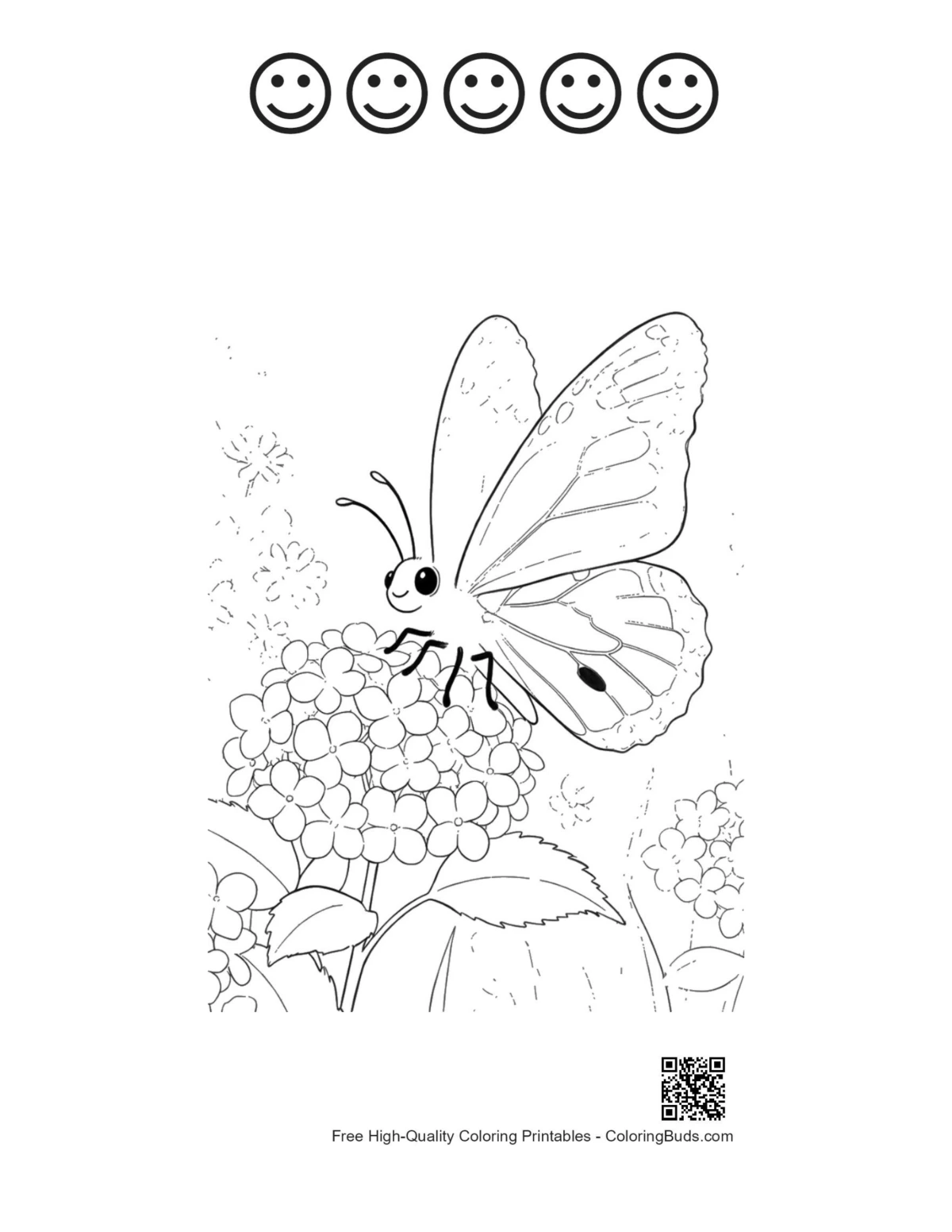 Easy monarch butterfly printable with happy faces