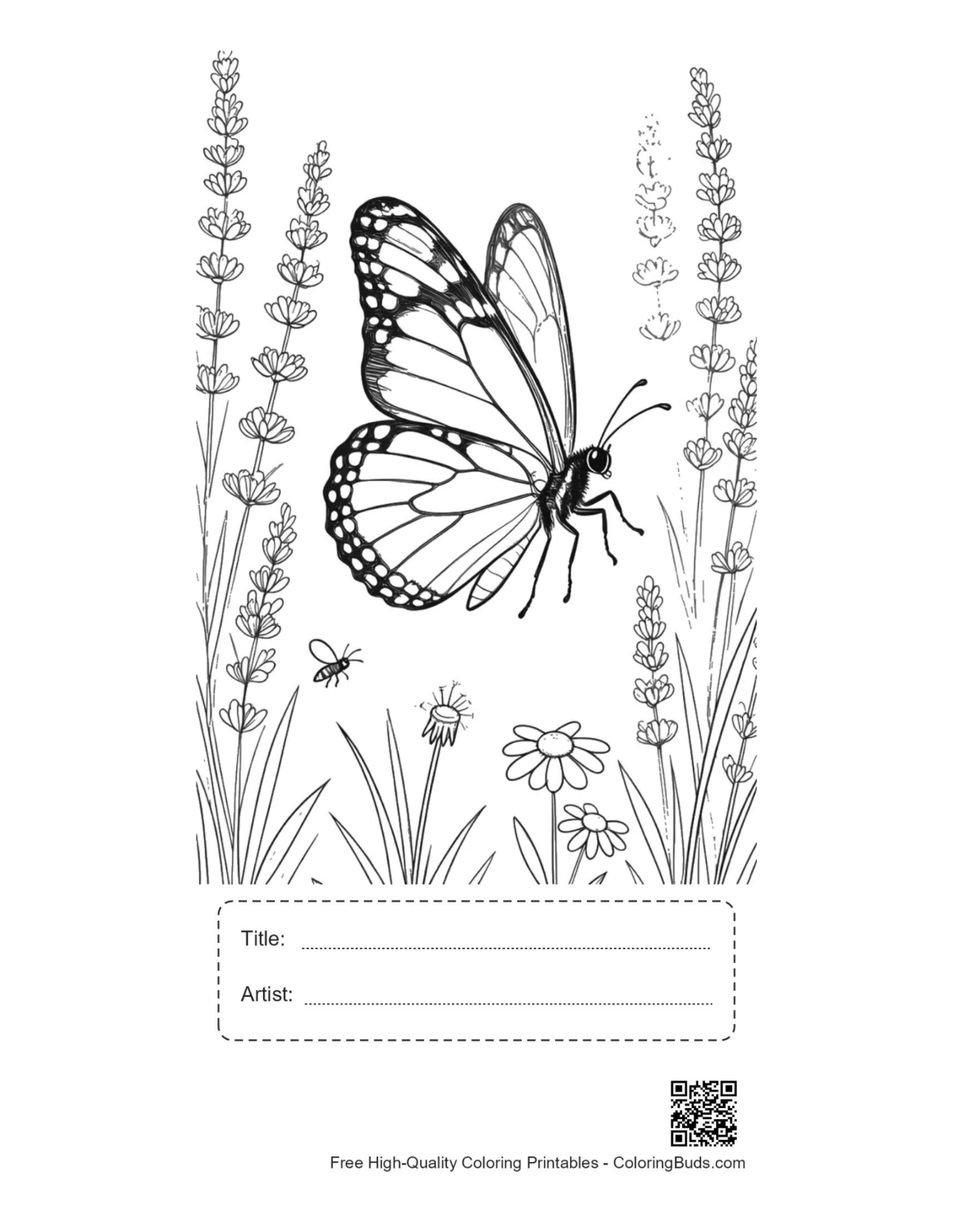 Monarch butterfly printable with title box