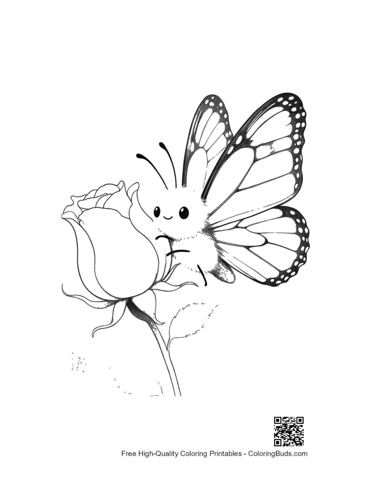Free monarch butterfly coloring page printable outline