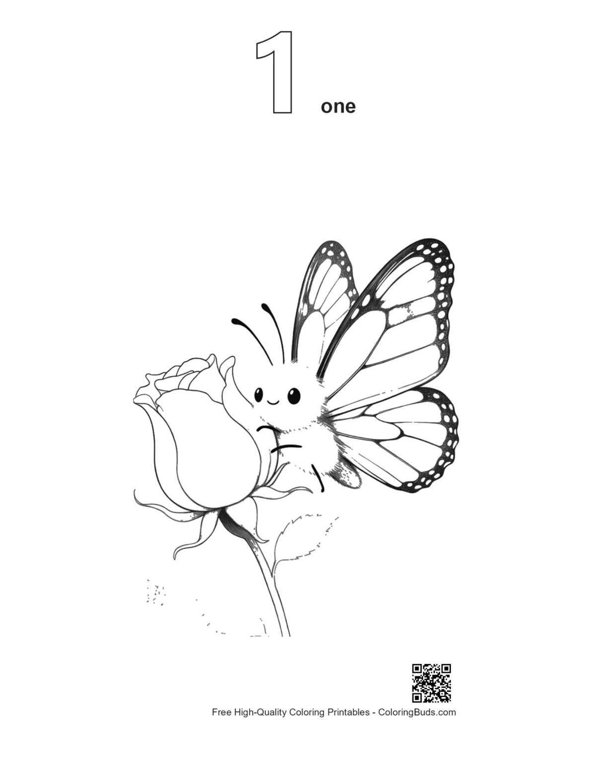 First outline of free monarch butterfly coloring printable