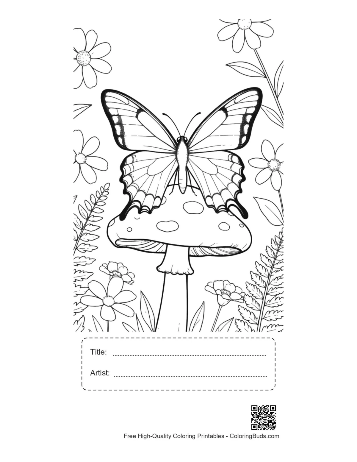 Swallowtail butterfly printable with title artist box