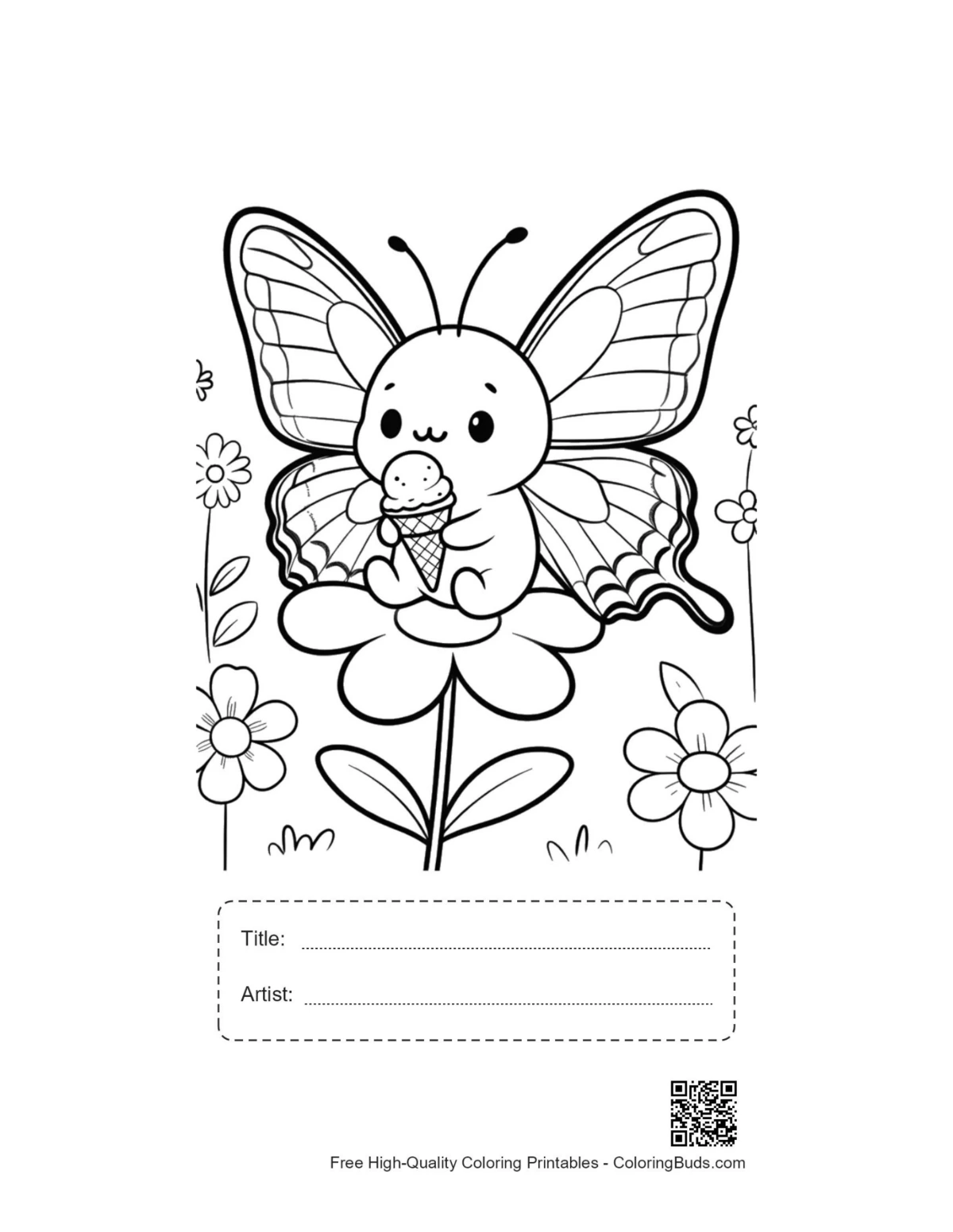 Swallowtail butterfly ice cream printable with title box