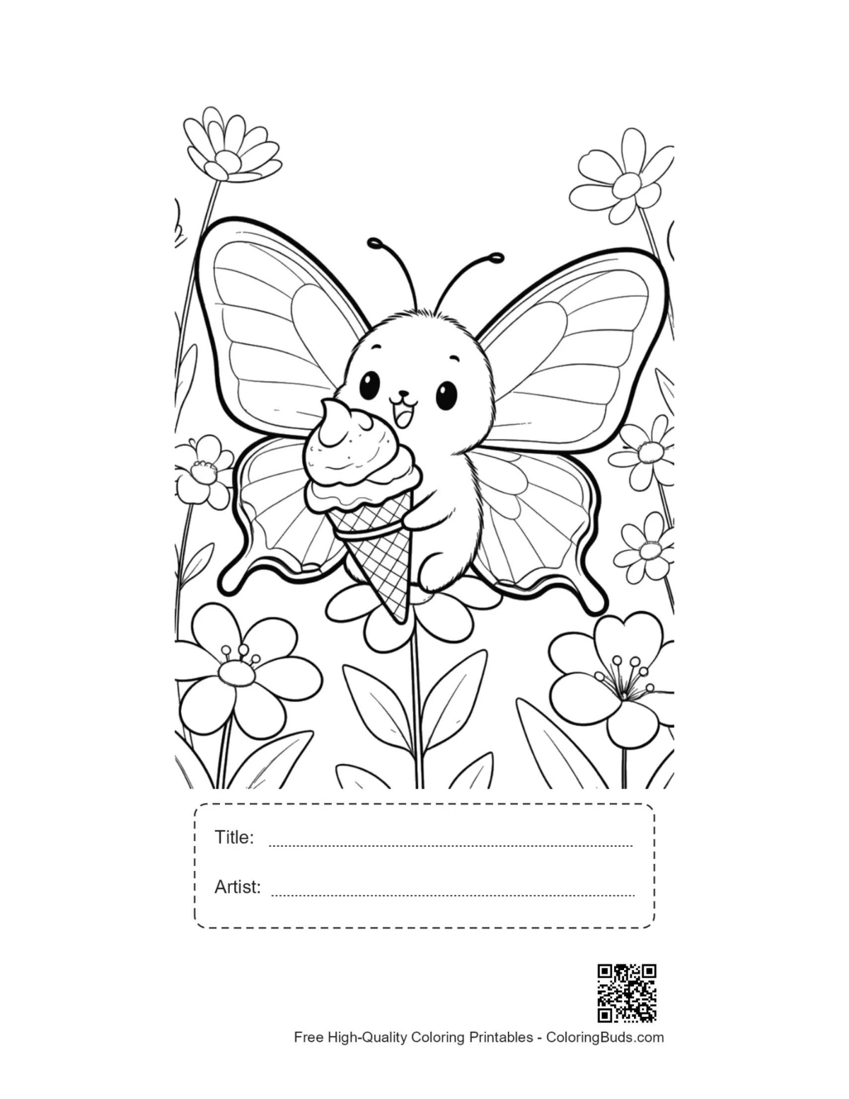 Swallowtail butterfly ice cream printable with title box