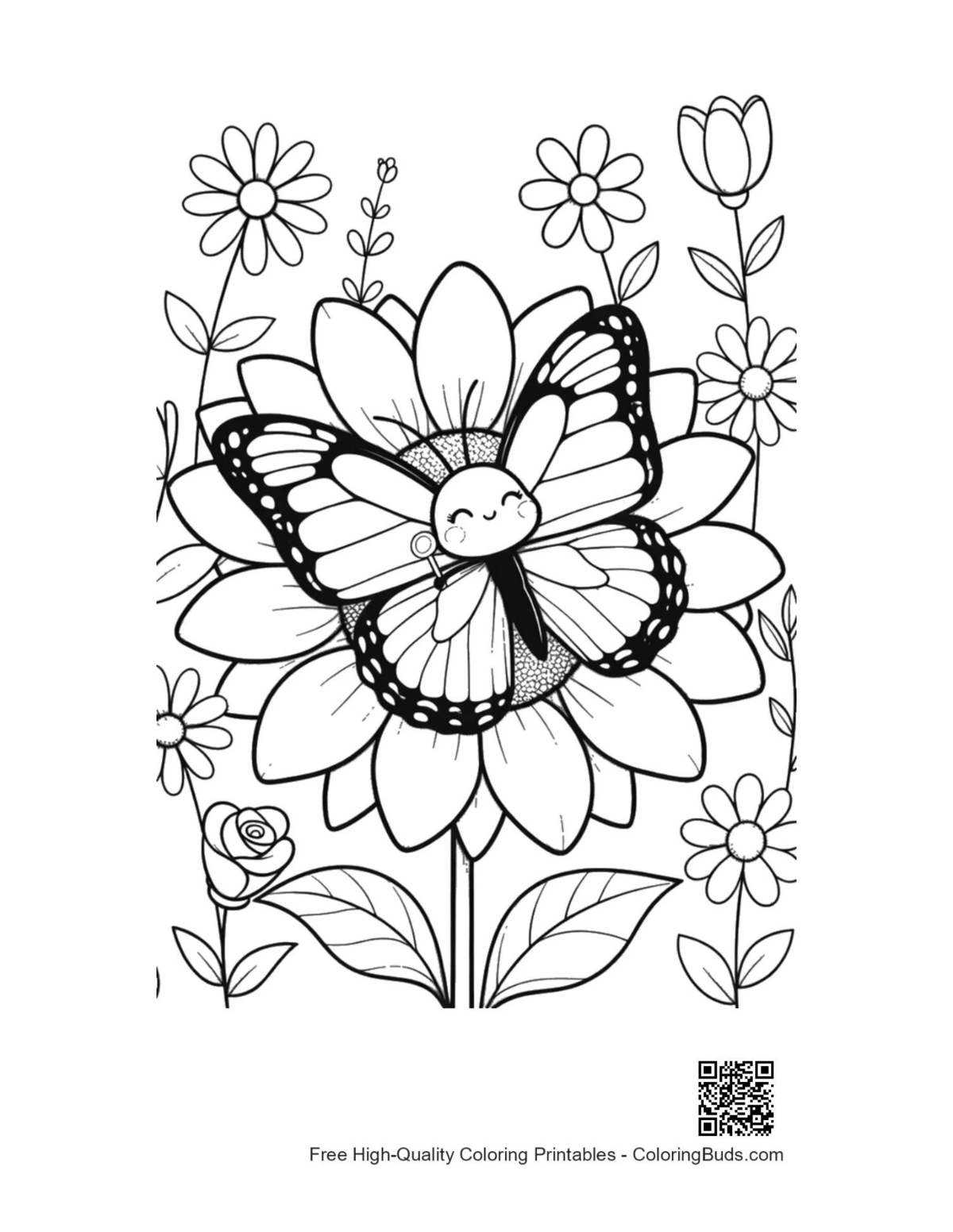 Monarch butterfly printable coloring outline