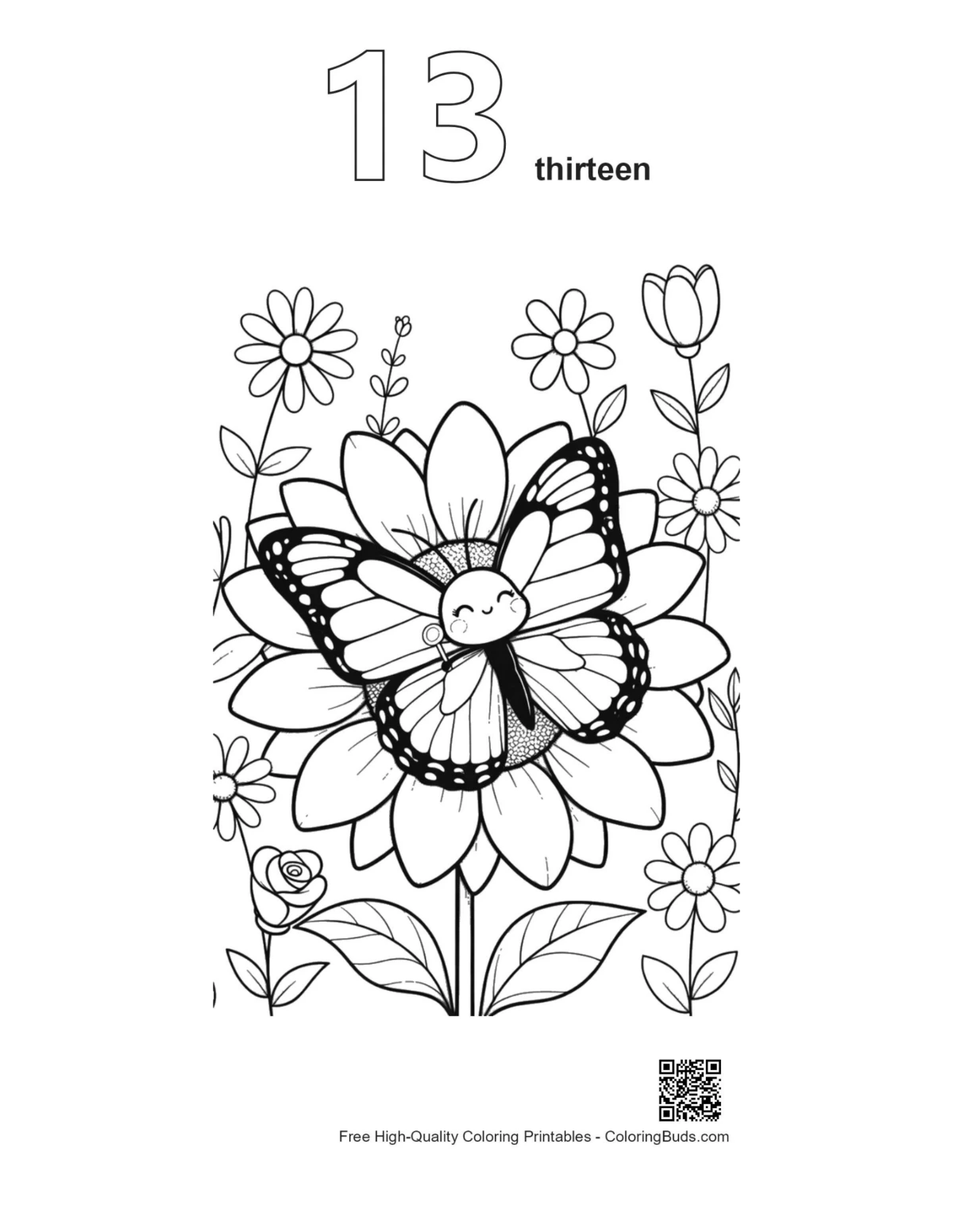 Monarch butterfly printable numbered outline 13