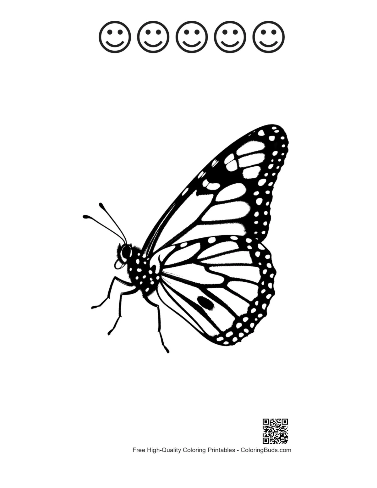 Happy face outlines on monarch butterfly silhouette