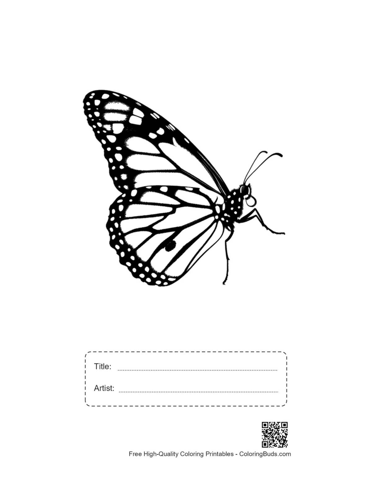 Printable monarch butterfly silhouette with title space