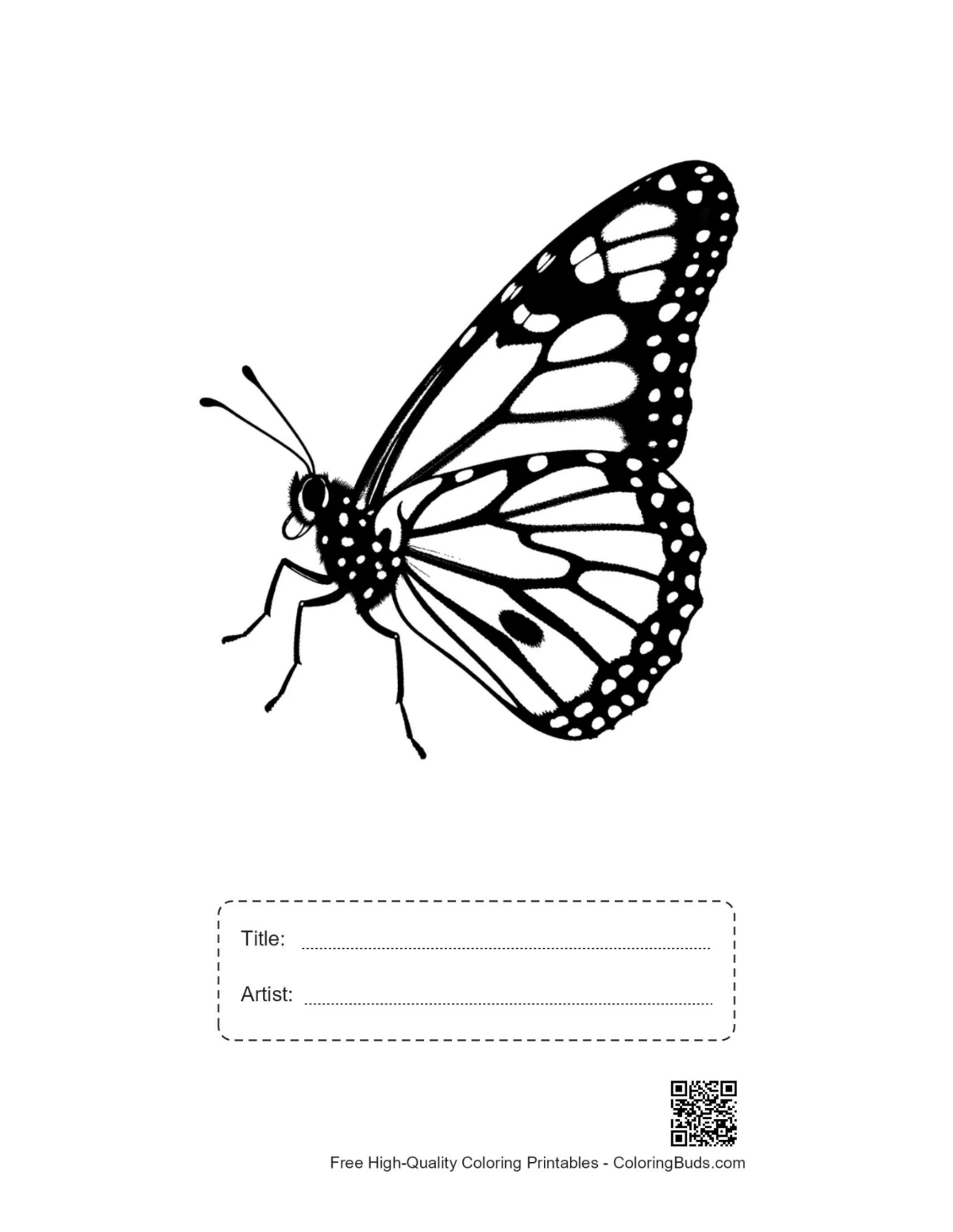Printable monarch butterfly silhouette with title space