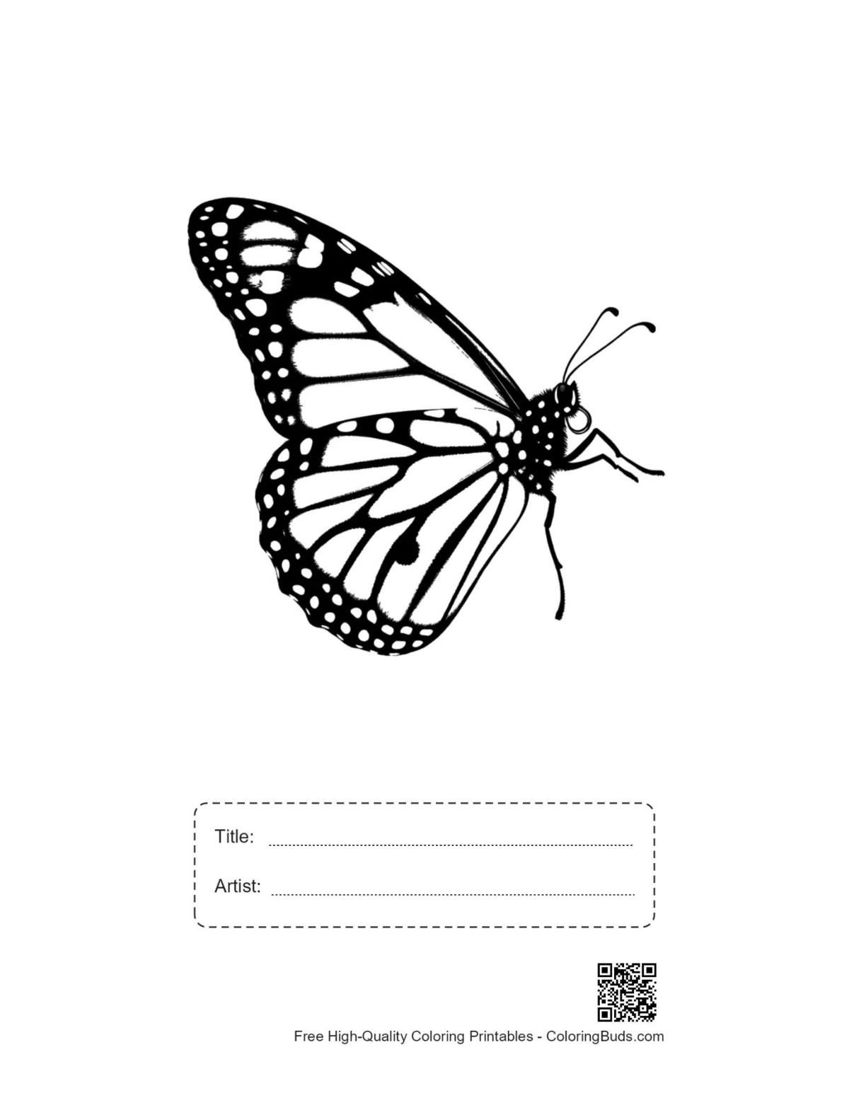 Printable monarch butterfly silhouette with title box
