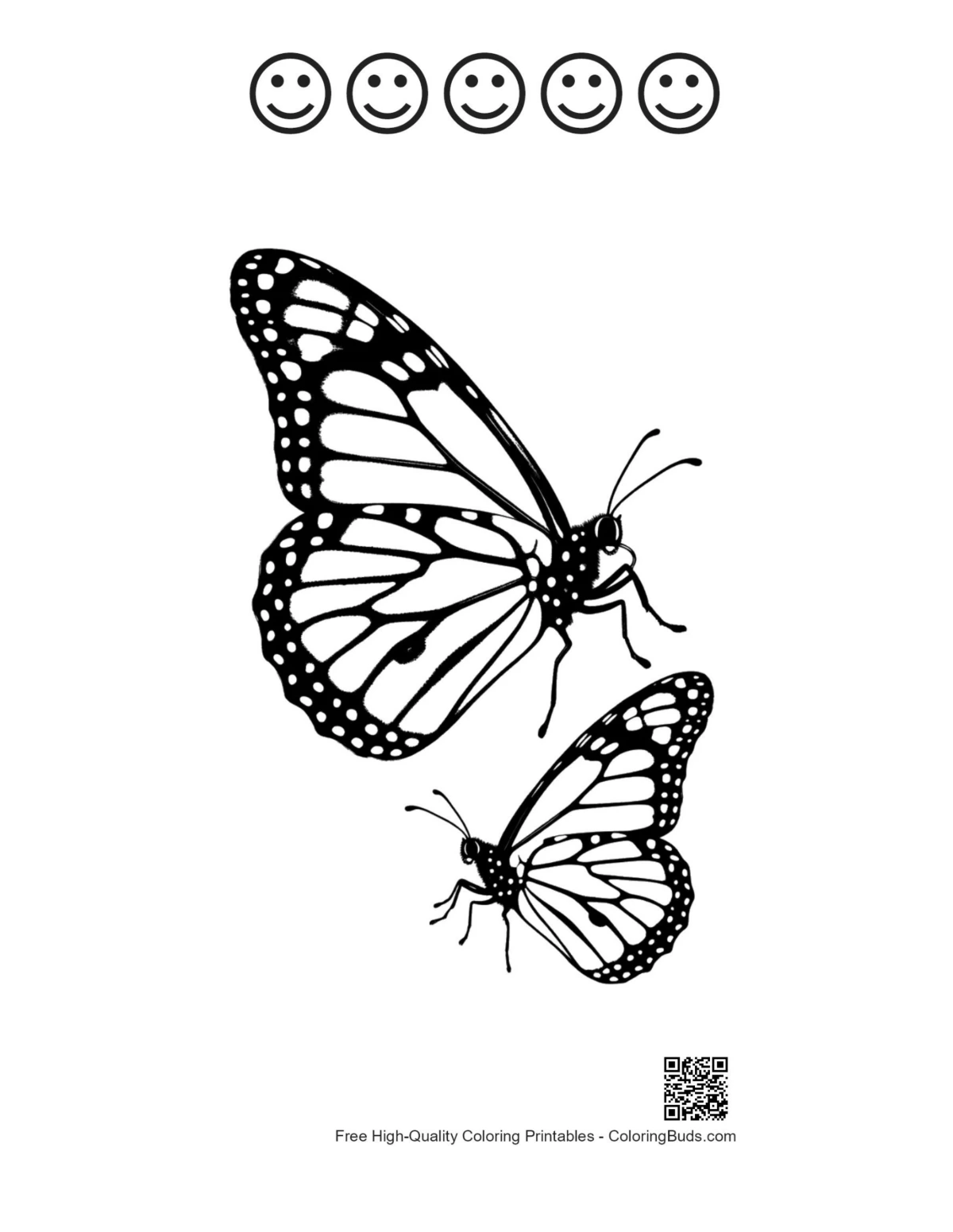Monarch butterflies printable with happy faces