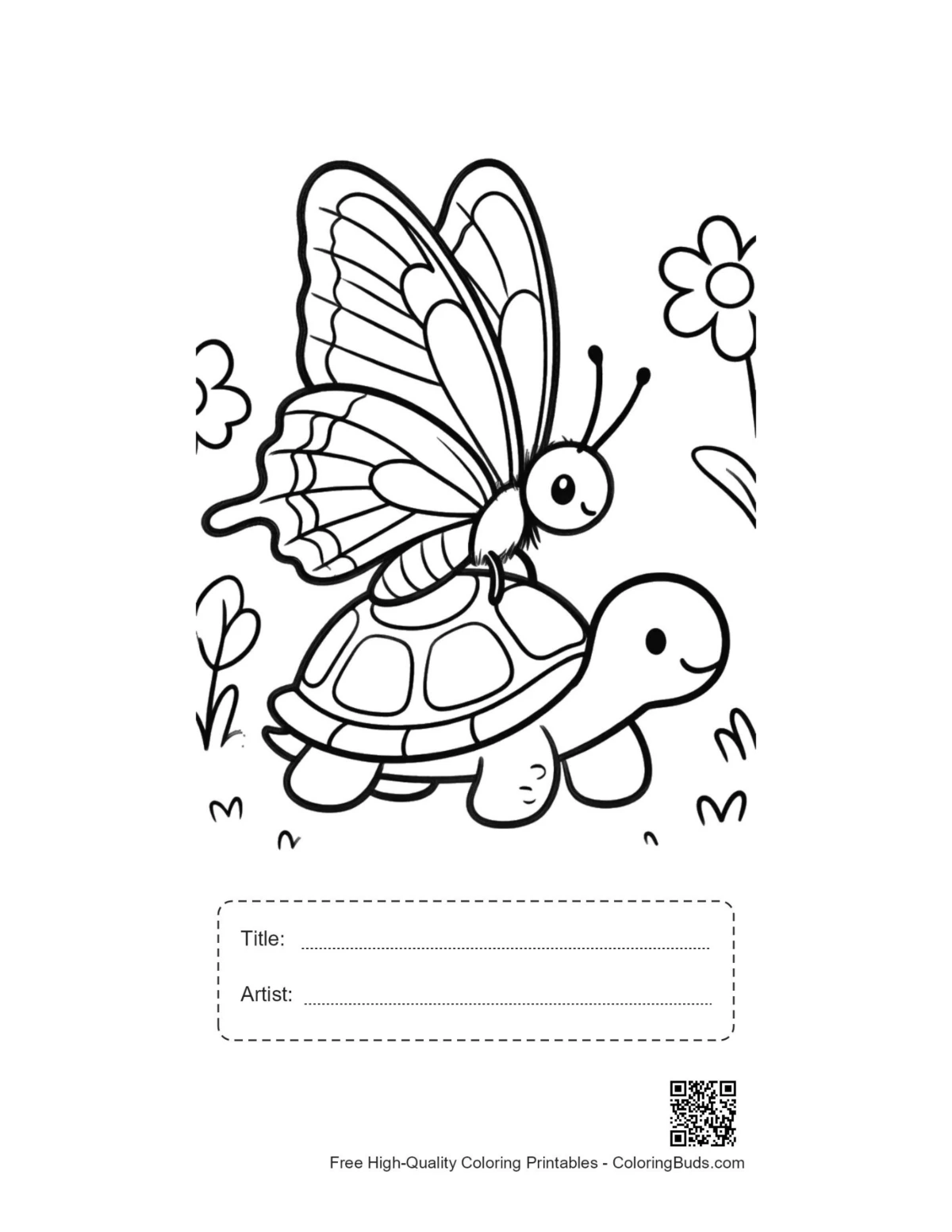 Swallowtail butterfly printable with title artist box for kids