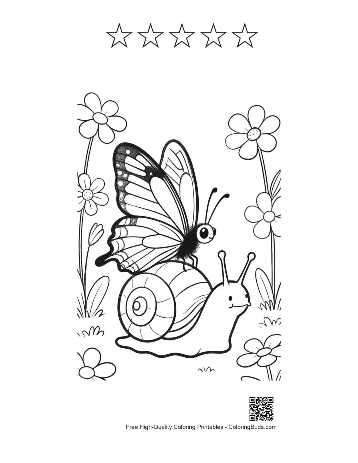 Swallowtail butterfly with 5 stars printable