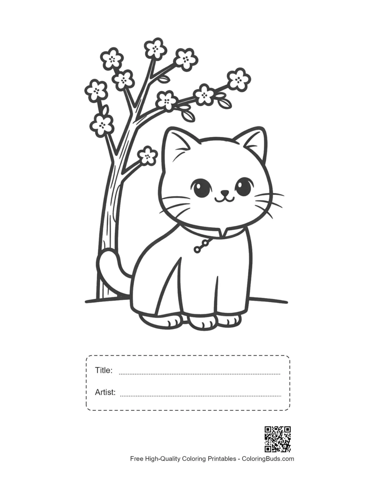 British Shorthair baby cat in coat printable with title box