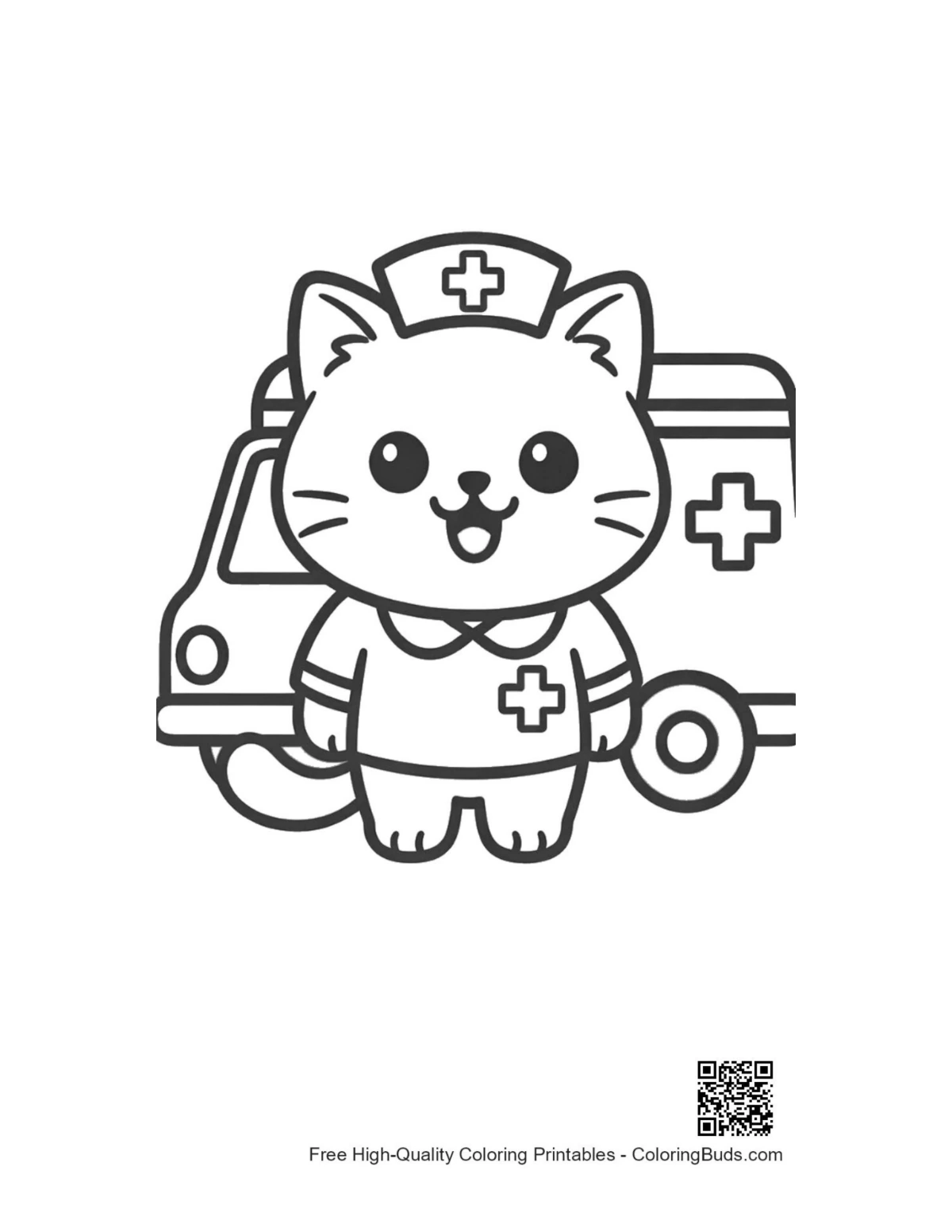 Adorable British Shorthair kitten nurse by hospital van