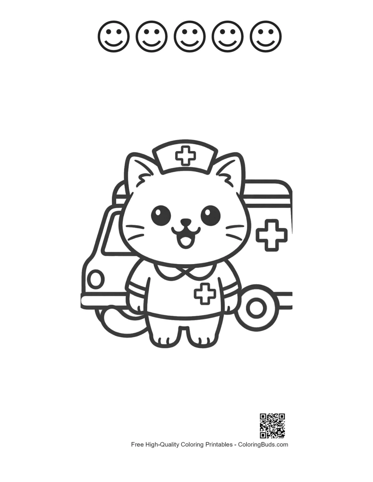 British Shorthair cat nurse with happy faces printable