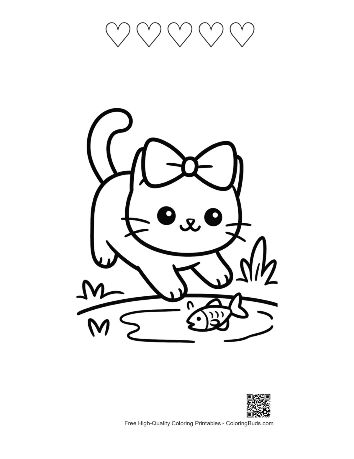 British Shorthair kattunge innsjø med 5 hjerter utskriftsvennlig