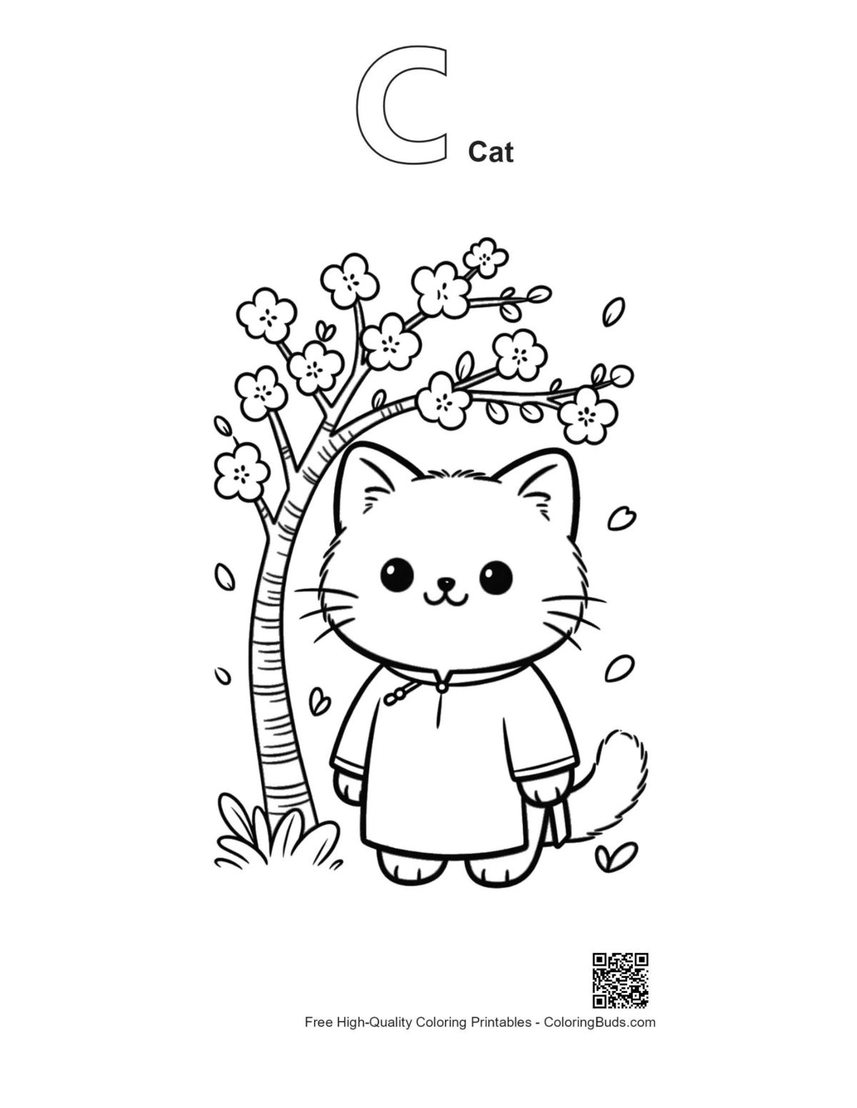 British Shorthair nurse cat outline with alphabet C