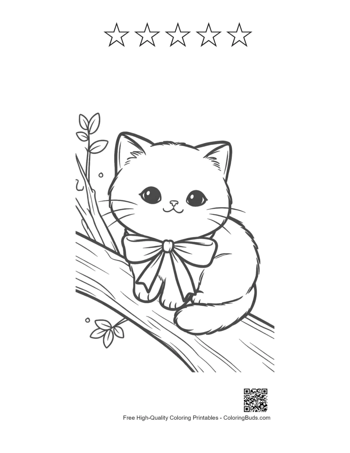 Printable British Shorthair kitten with 5 star outlines
