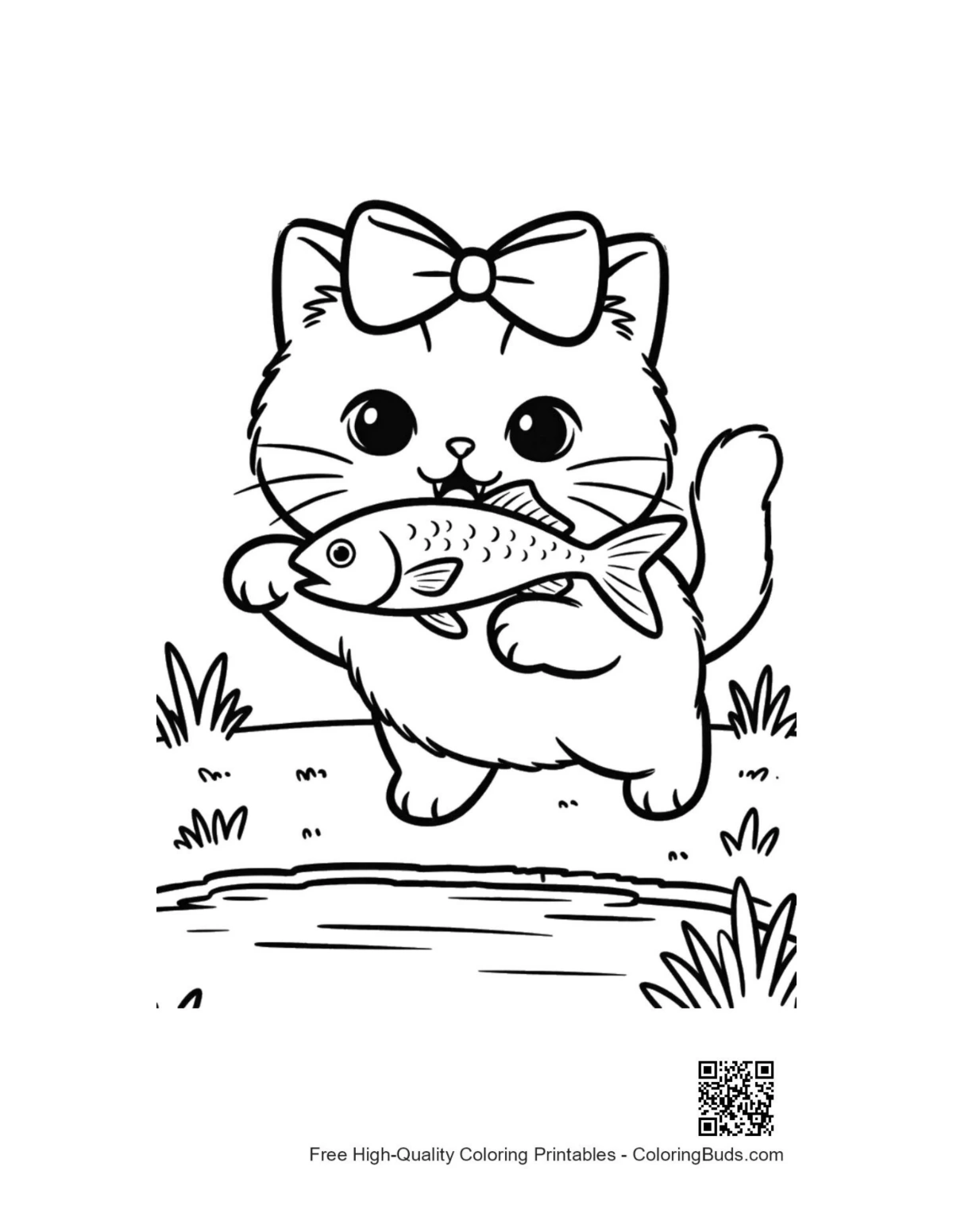 Cute British Shorthair cat printable coloring outline