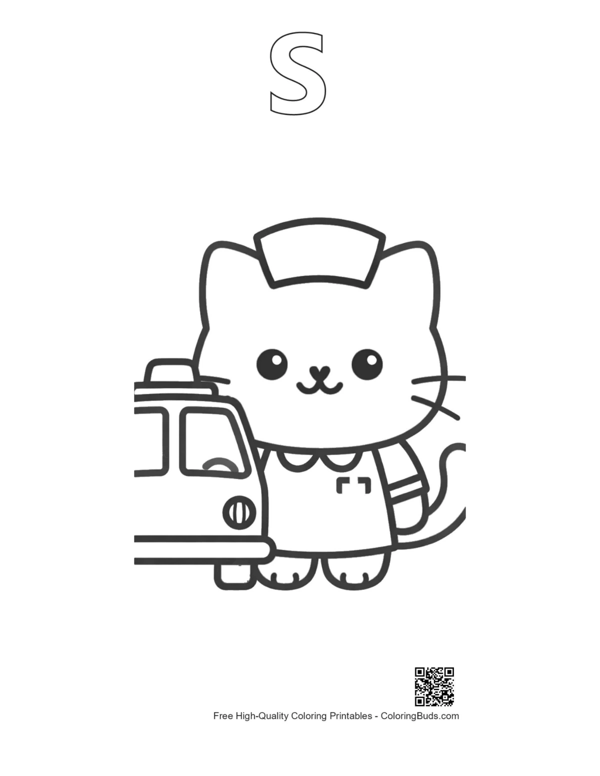 British Shorthair kitten nurse outline with alphabet S
