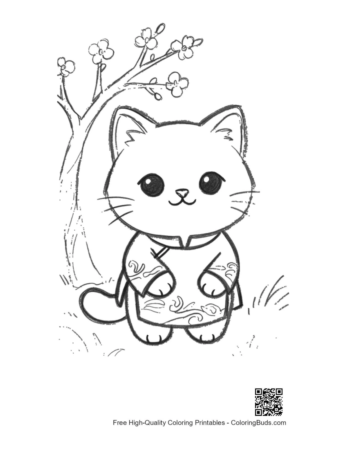 Easy British Shorthair cat coloring printable outline